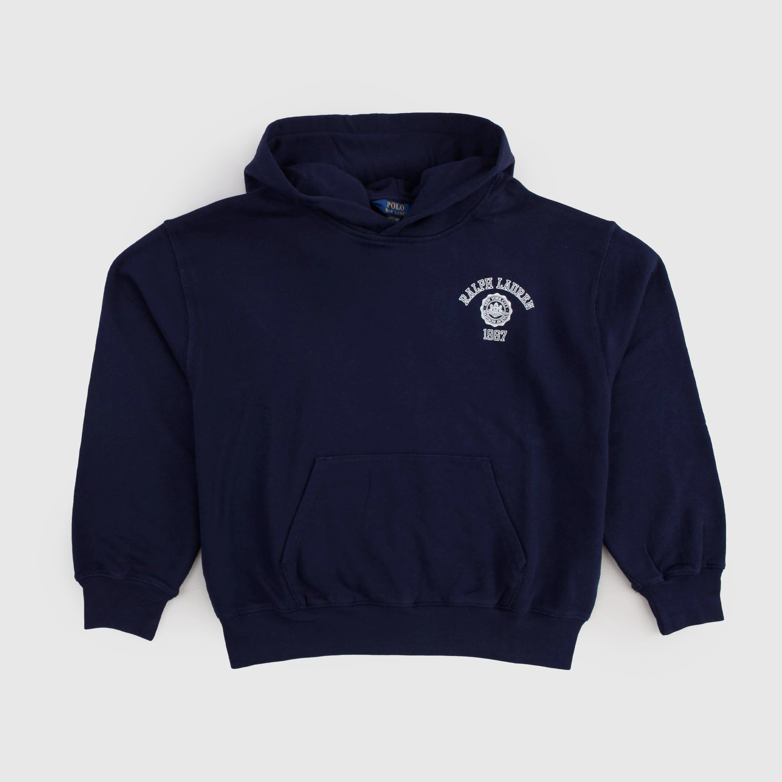 Blue Hooded Pouch Sweatshirt by RALPH LAUREN