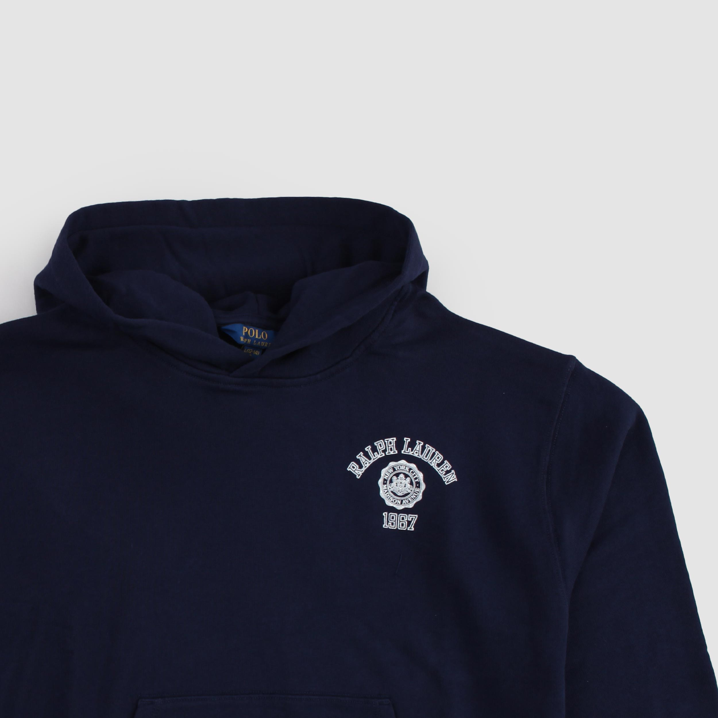 Blue Hooded Pouch Sweatshirt by RALPH LAUREN