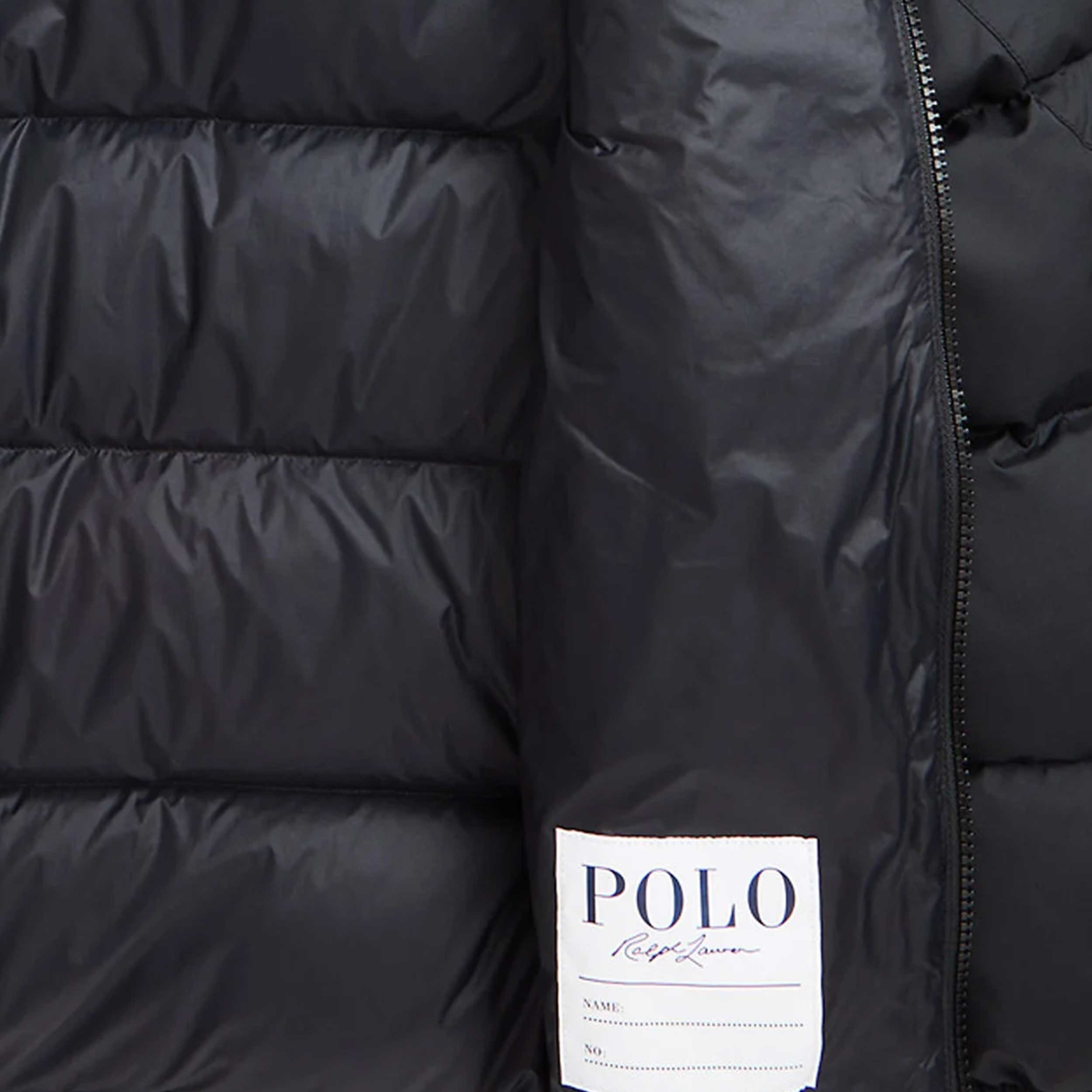 Piumino Nero con Logo Rosso per Ragazzi by RALPH LAUREN