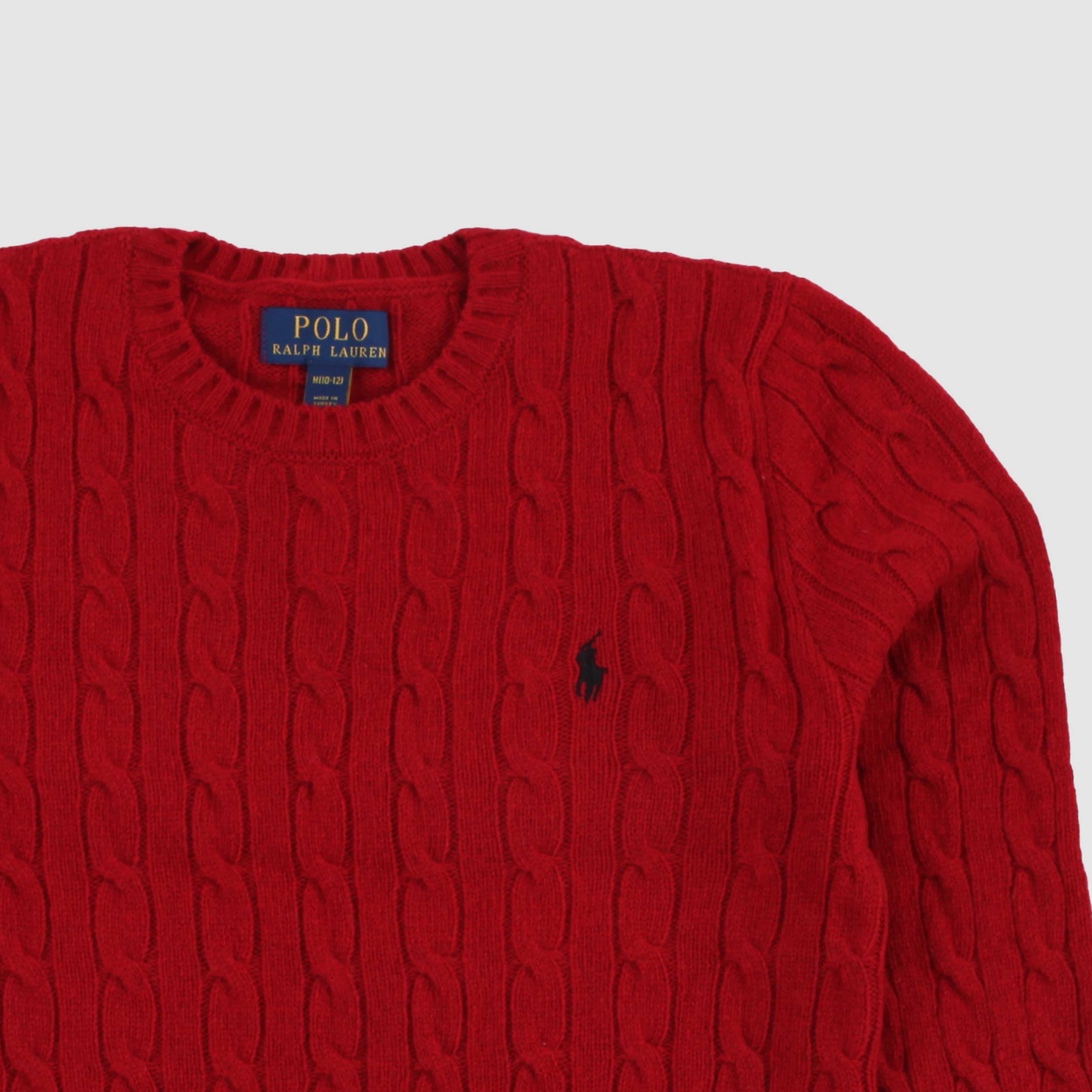 Red Braided Knitted T-Shirt By RALPH LAUREN