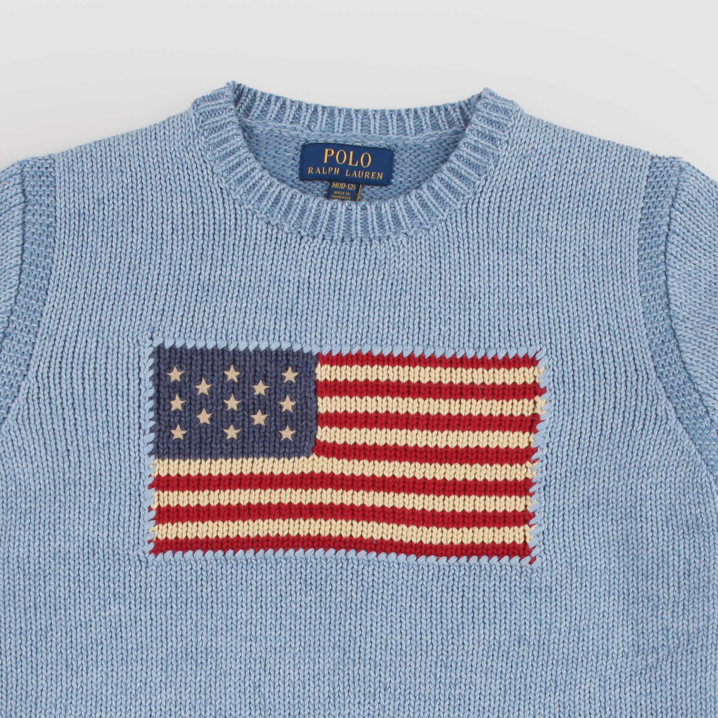 Light Blue Polo Shirt with Flag Print by Ralph Lauren