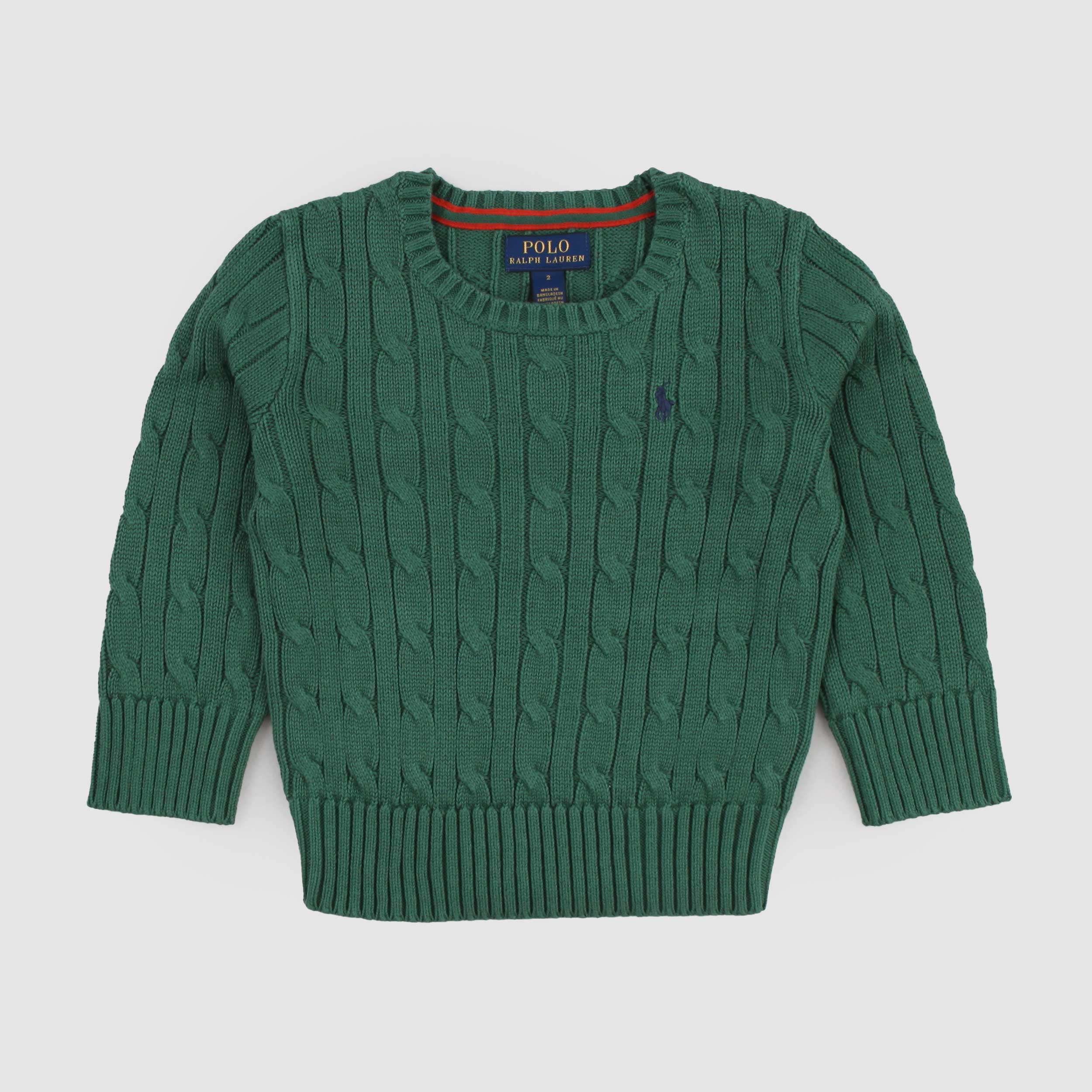 Cotton Braided Green T-Shirt By RALPH LAUREN