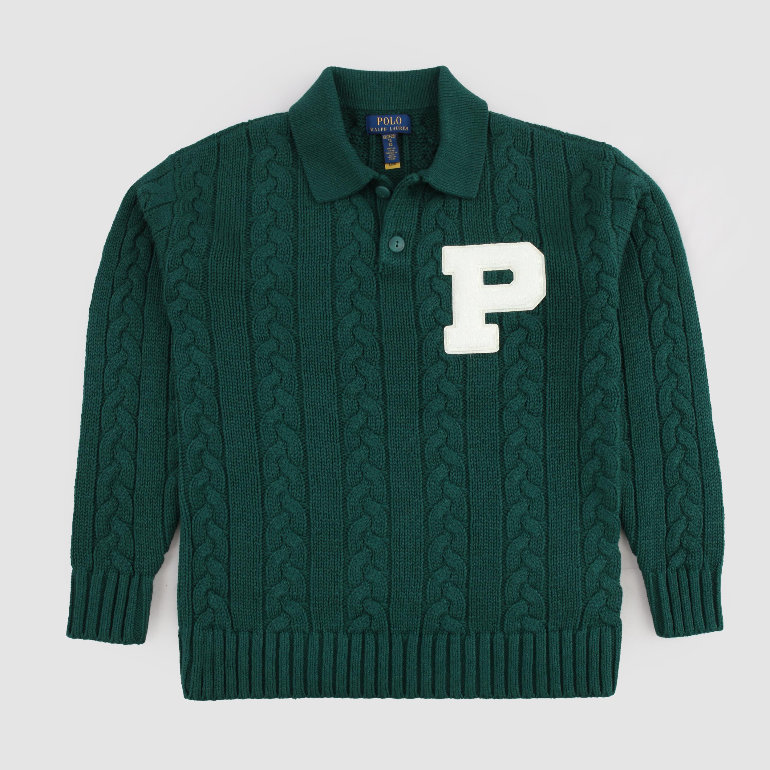 Polo Verde Bosco a Trecce per Ragazzi By RALPH LAUREN