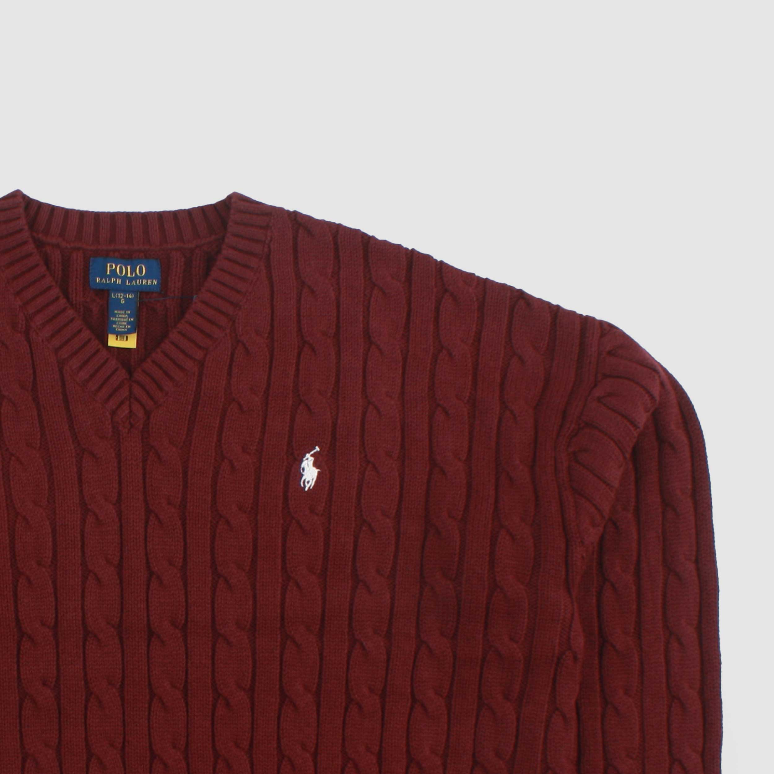 Plum Braided Pullover for Girls Signed RALPH LAUREN