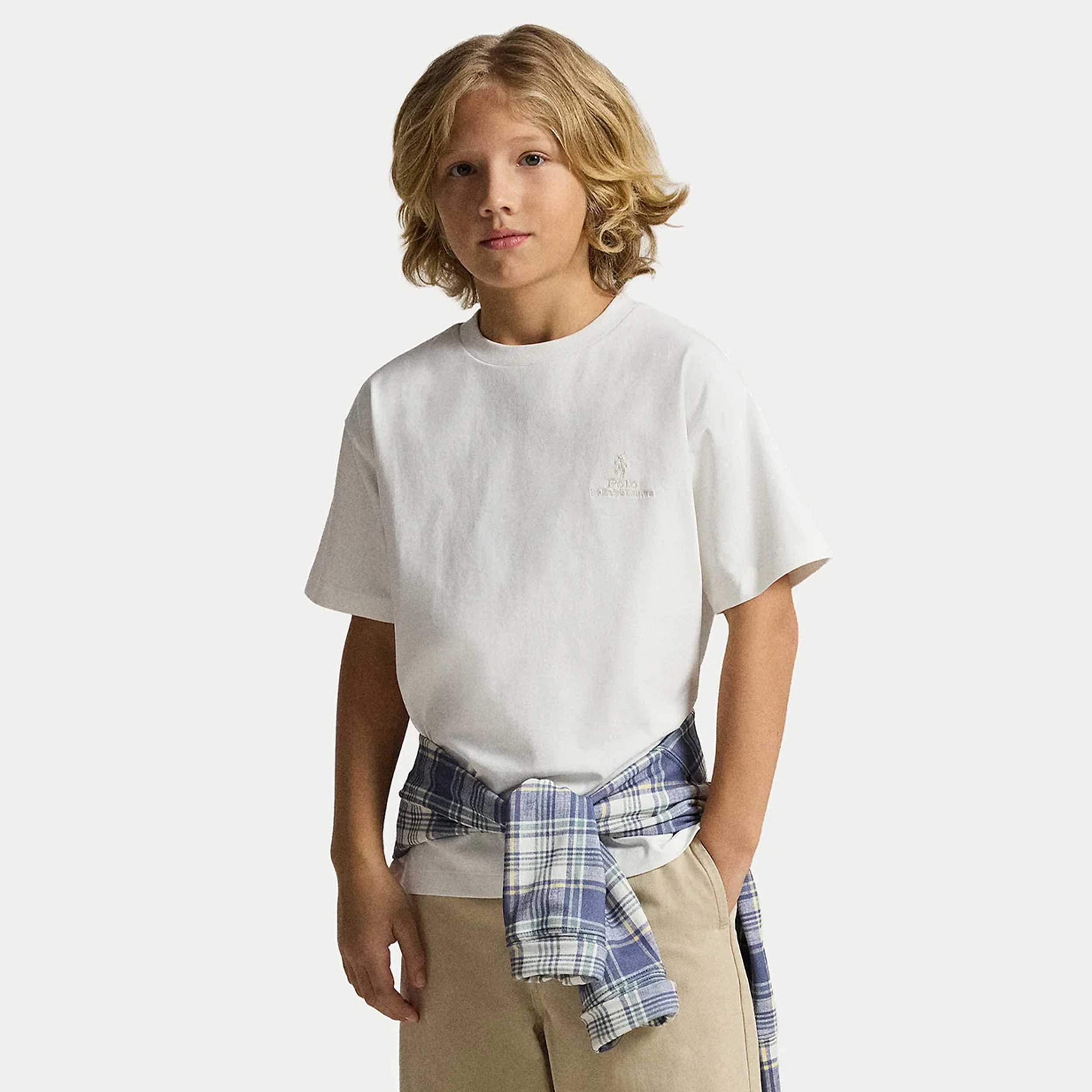 T-shirt Latte con Stampa a Rilievo Firmata RALPH LAUREN