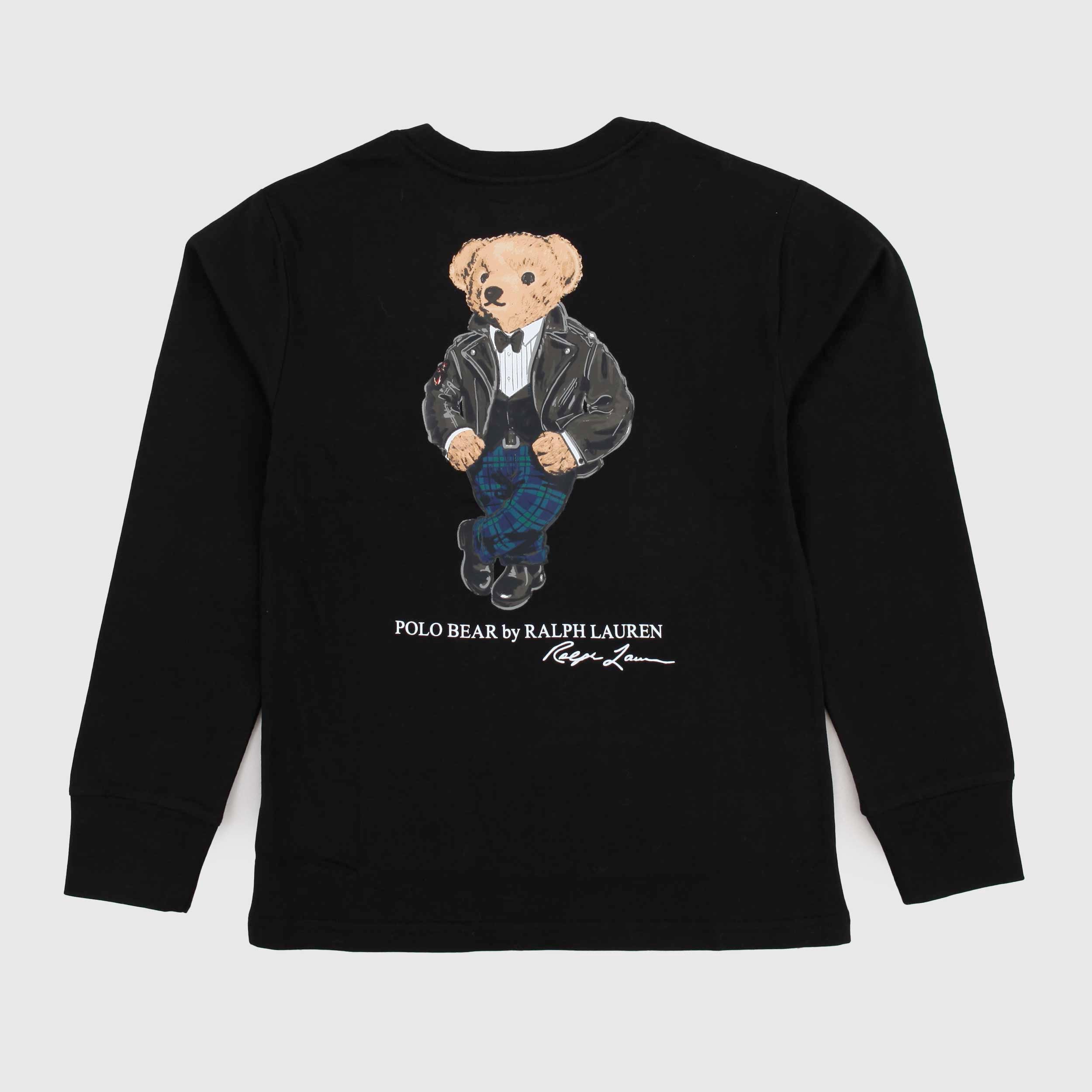 T-shirt Nera a Manica Lunga per Ragazzi Firmata RALPH LAUREN
