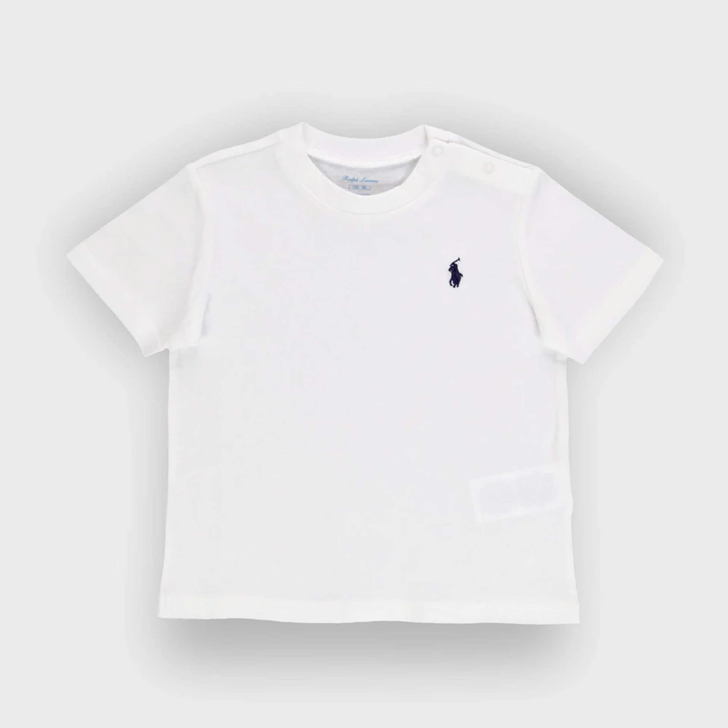 T-shirt Bianca con Bottoni Firmata RALPH LAUREN