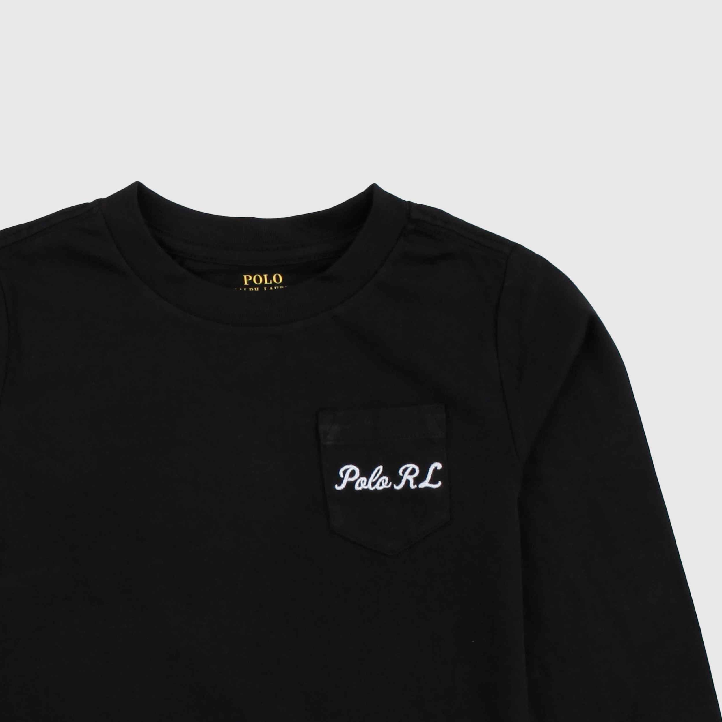 T-shirt Nera a Manica Lunga per Bambino by RALPH LAUREN