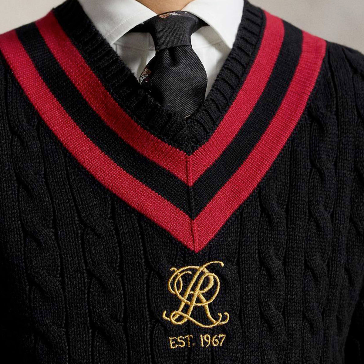 Maglione Nero a V per Ragazzi by RALPH LAUREN