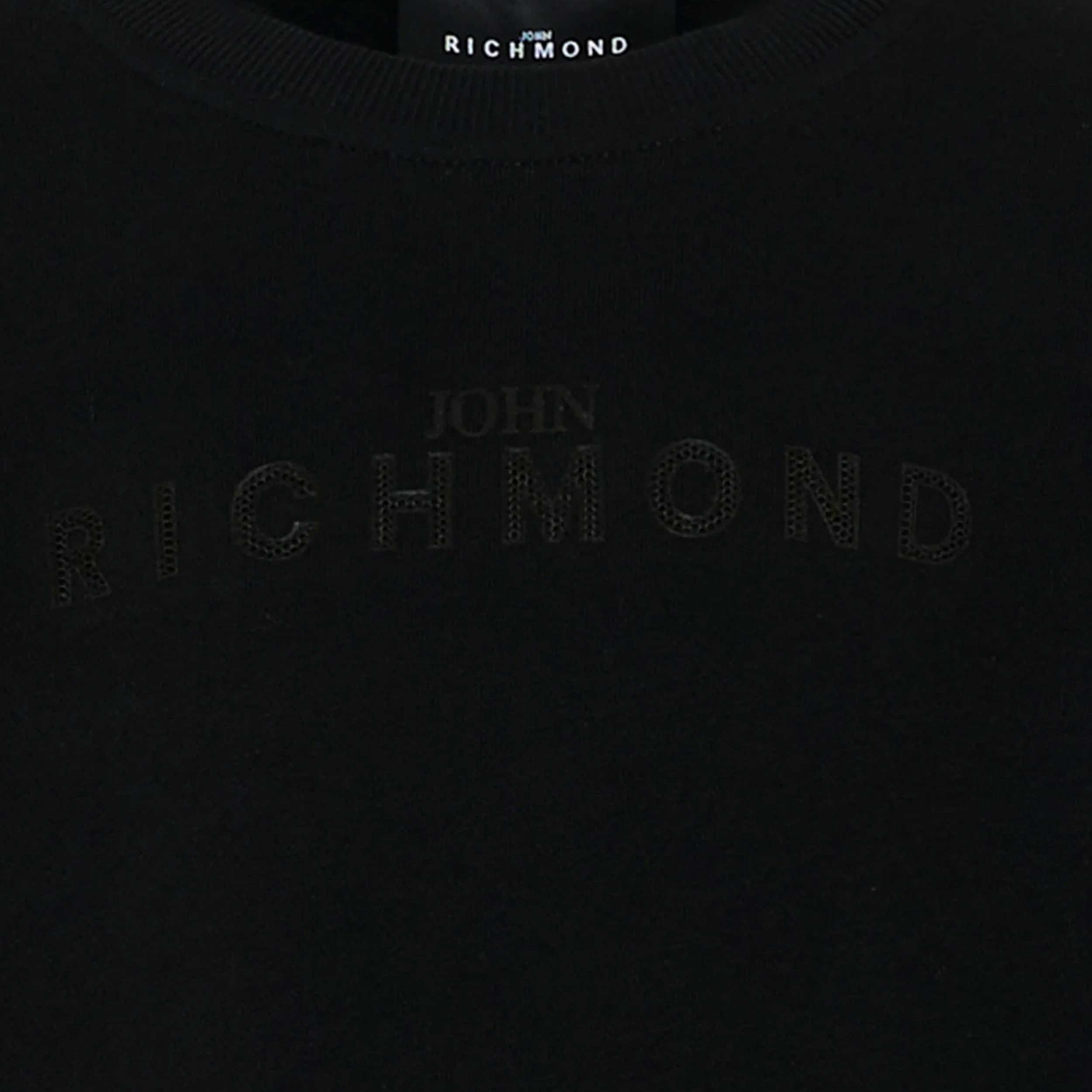 Felpa Nera con Logo Tono su Tono By JOHN RICHMOND