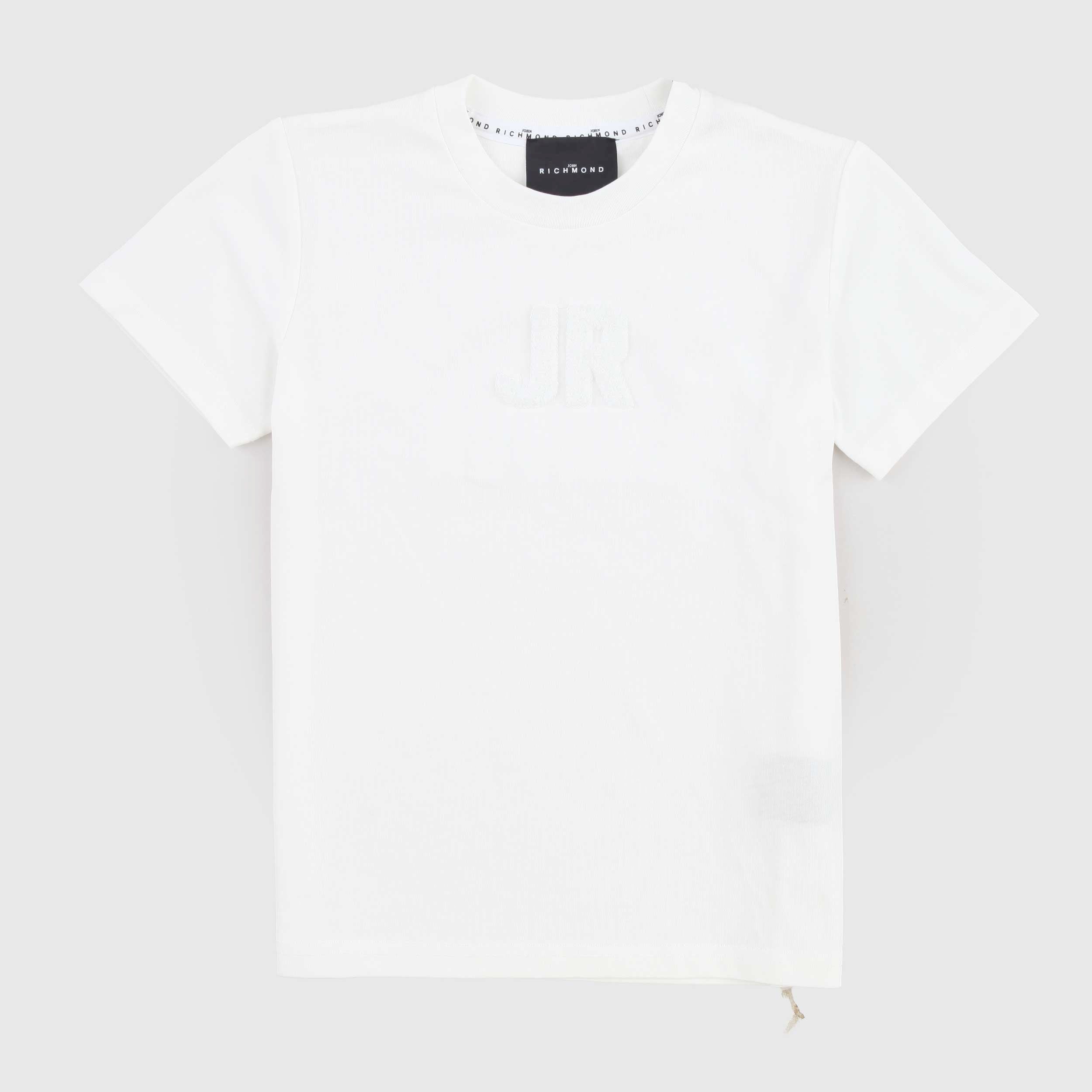 T-shirt Bianca con Scritta in Rilievo By JOHN RICHMOND