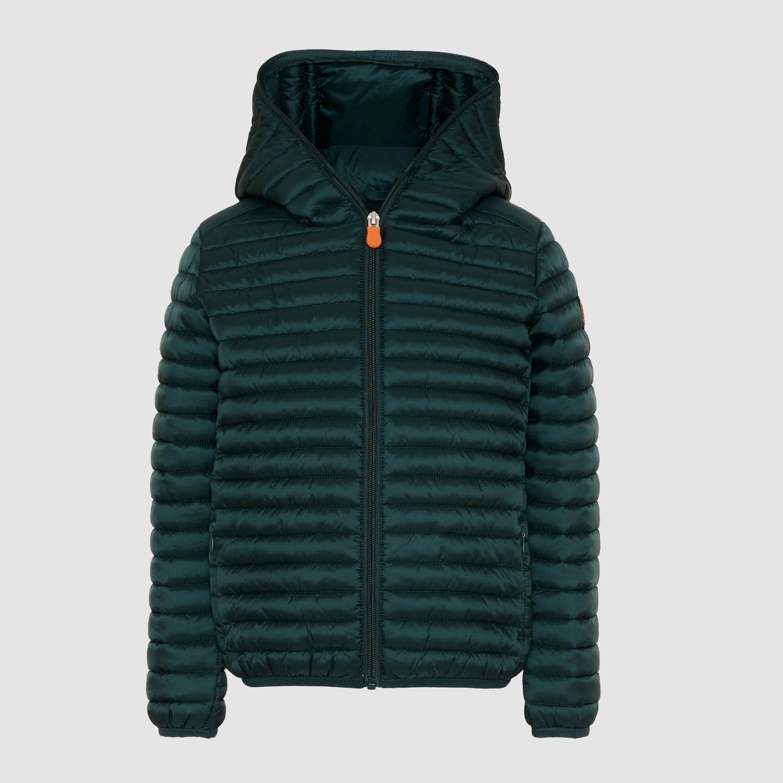 Green Down Jacket Raz with Branded Details SAVE THE DUCK