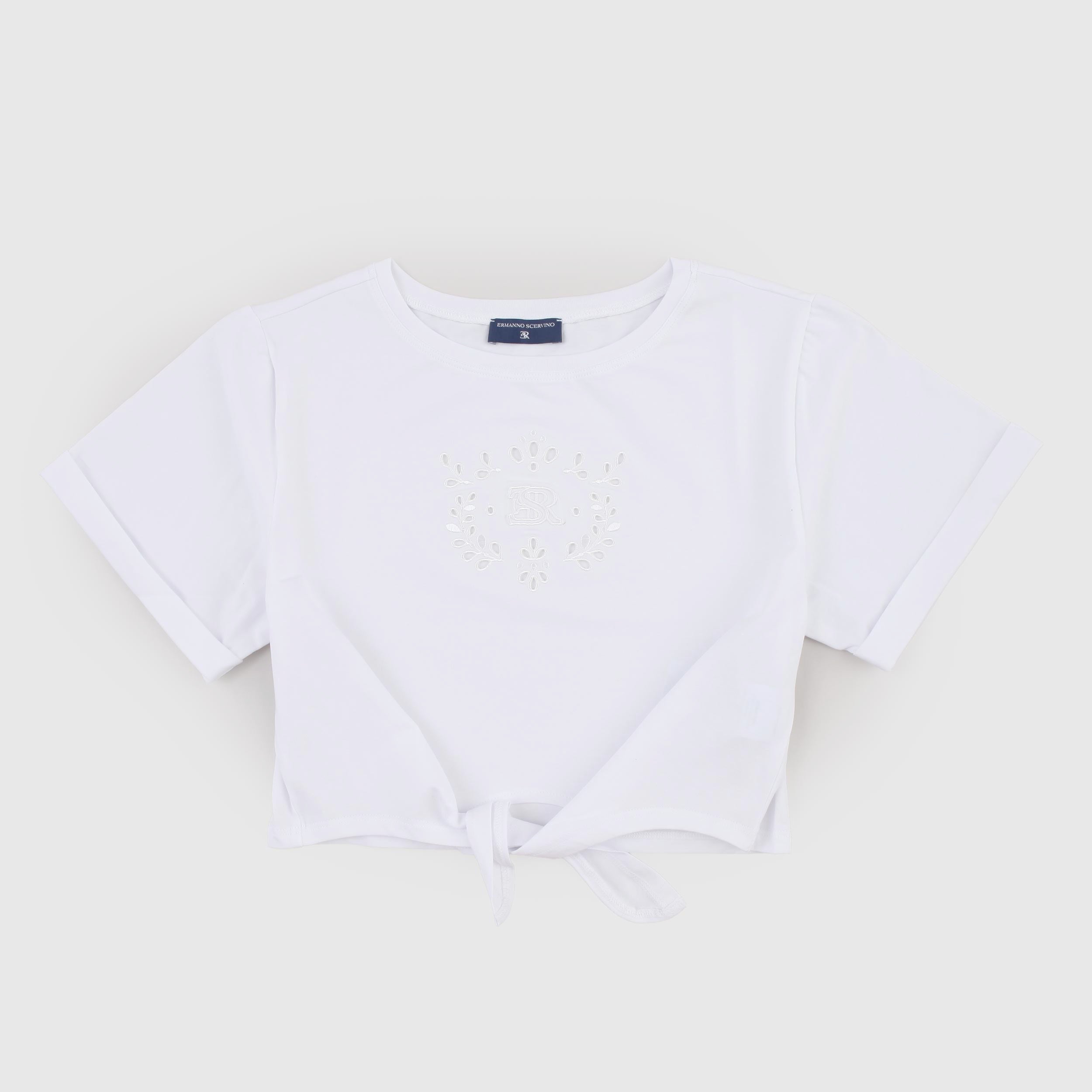 T-shirt Bianca in Tessuto Stretch Firmata ERMANNO SCERVINO