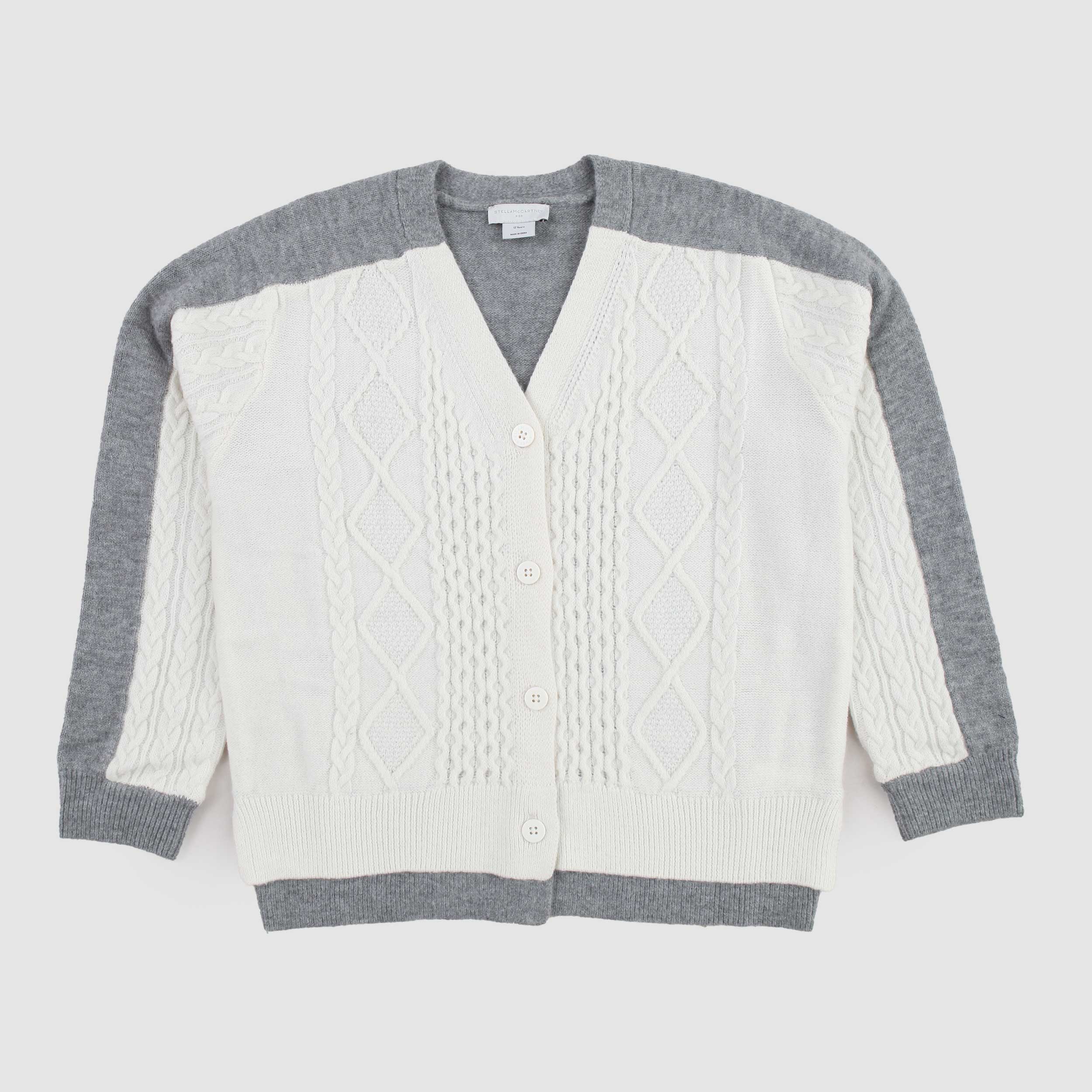 Cardigan Bicolore Latte e Grigio per Ragazza by STELLA MCCARTNEY