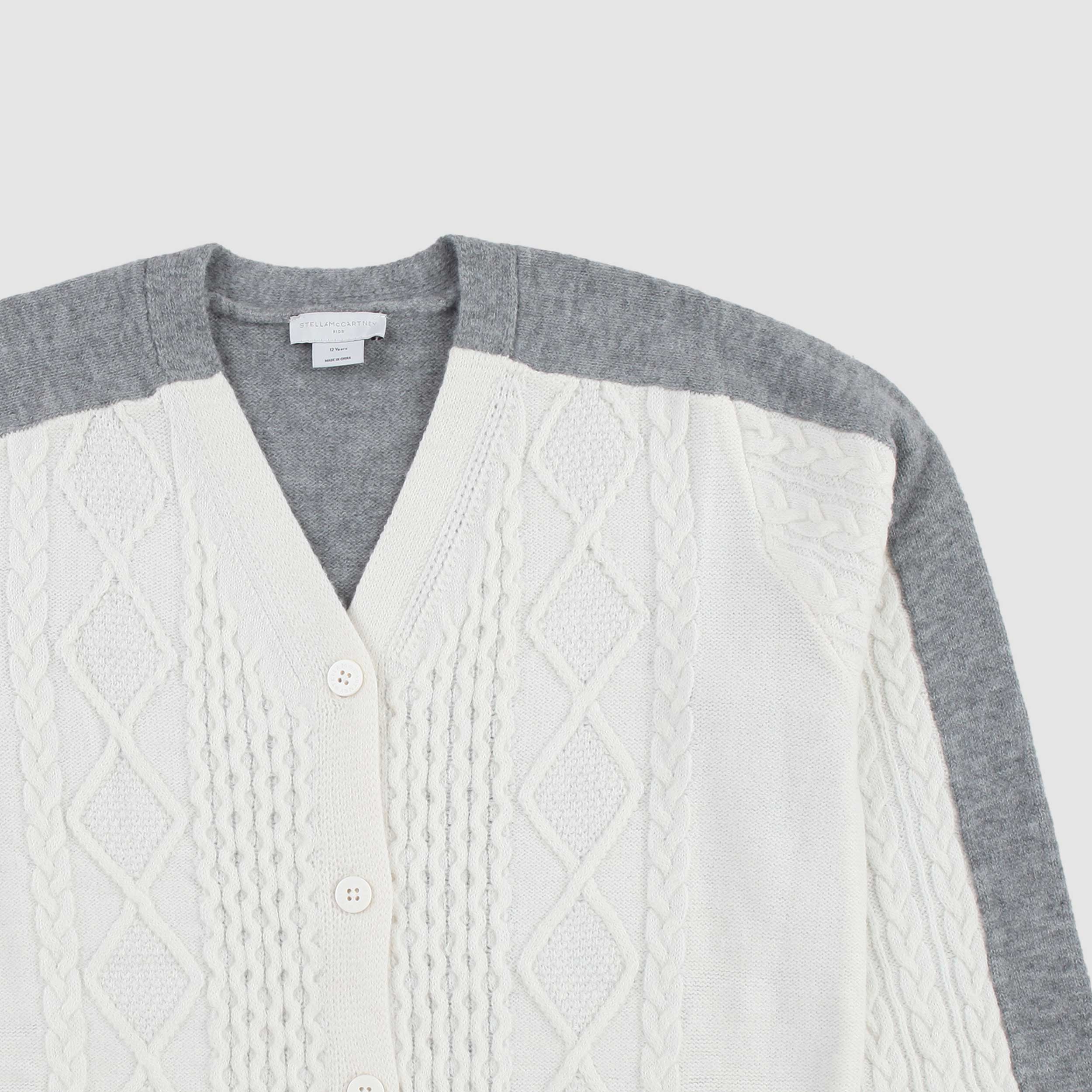 Cardigan Bicolore Latte e Grigio per Ragazza by STELLA MCCARTNEY