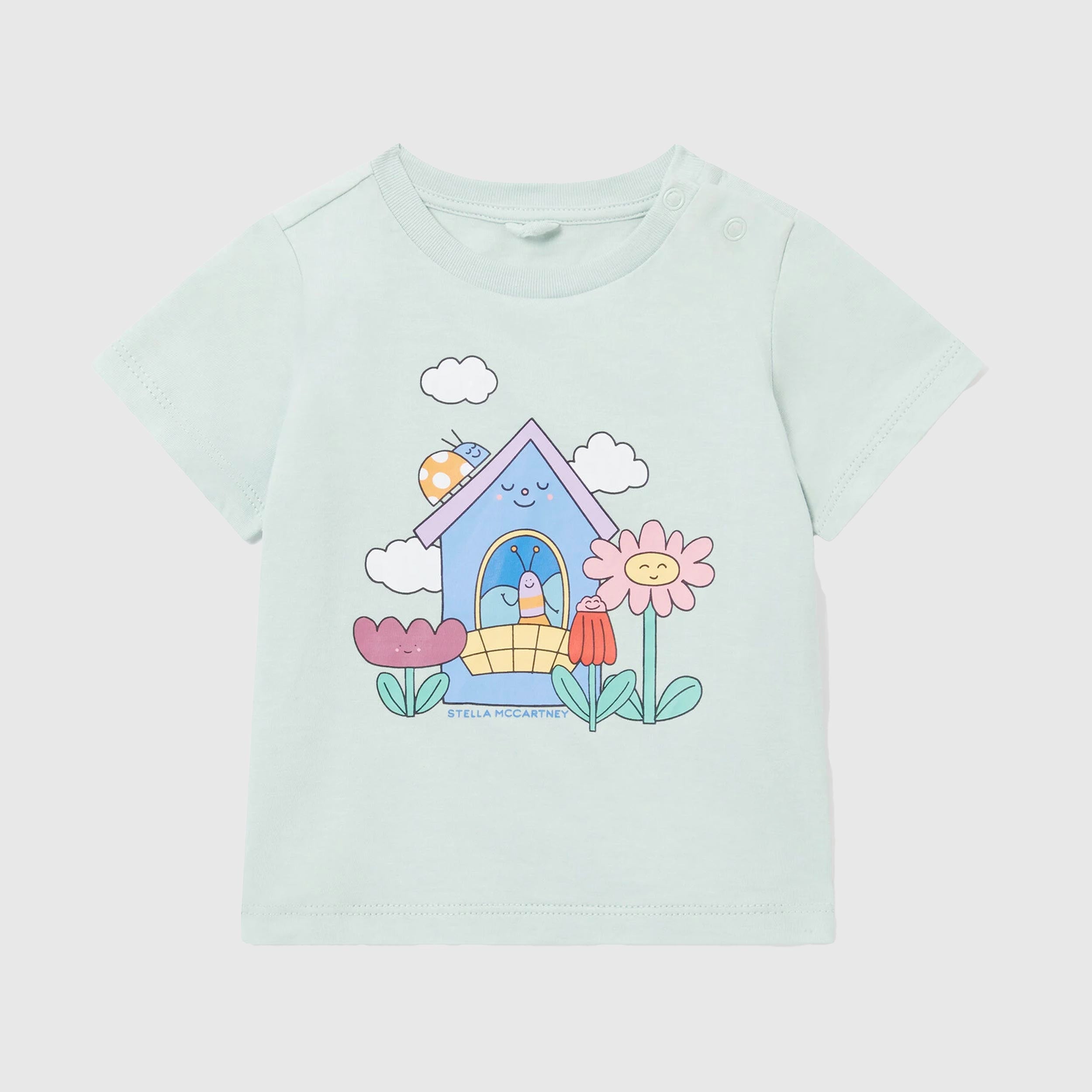 Green T-shirt with buttons on the shoulders by STELLA MCCARTNEY