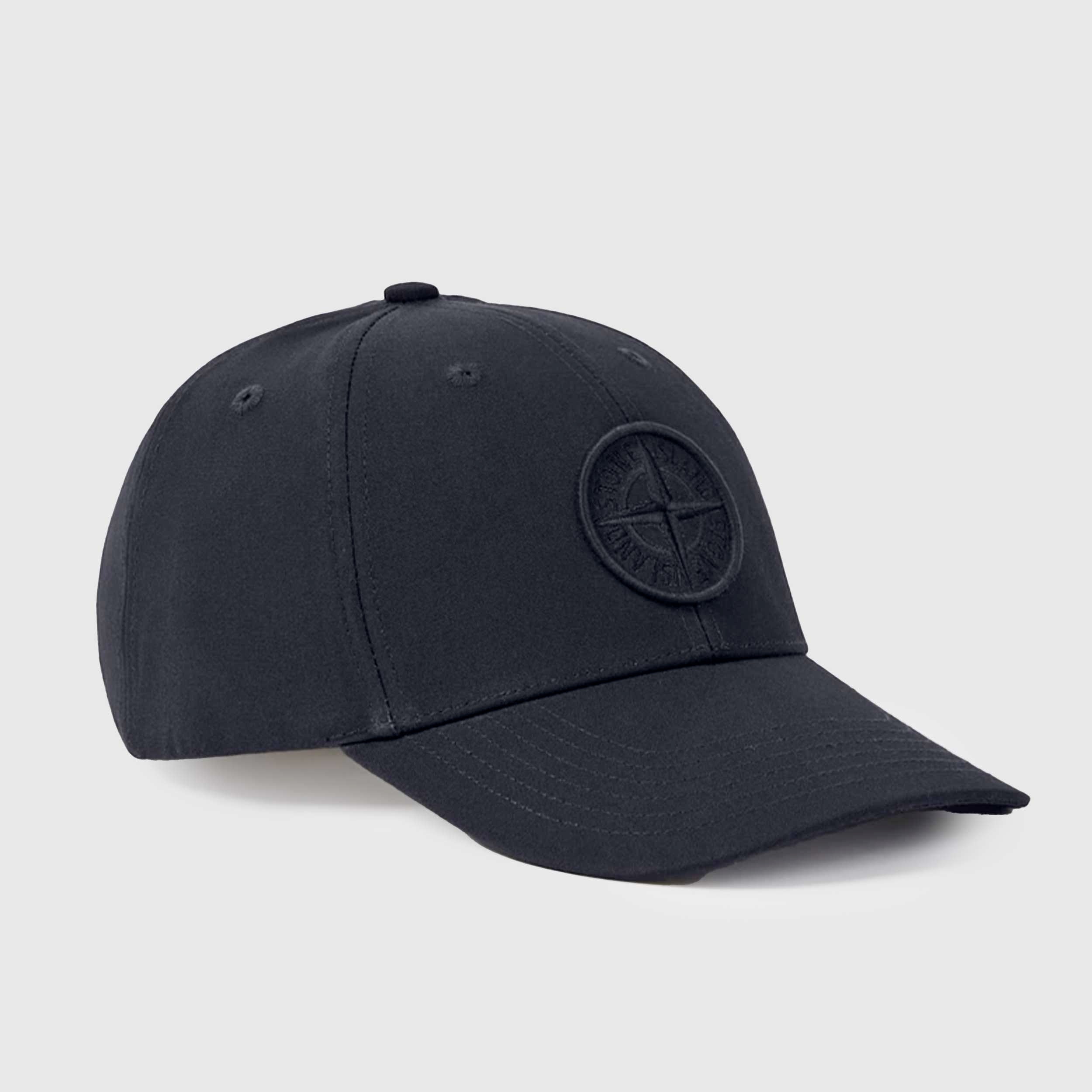 Cappello Nero con Inserti e Logo Firmato STONE ISLAND