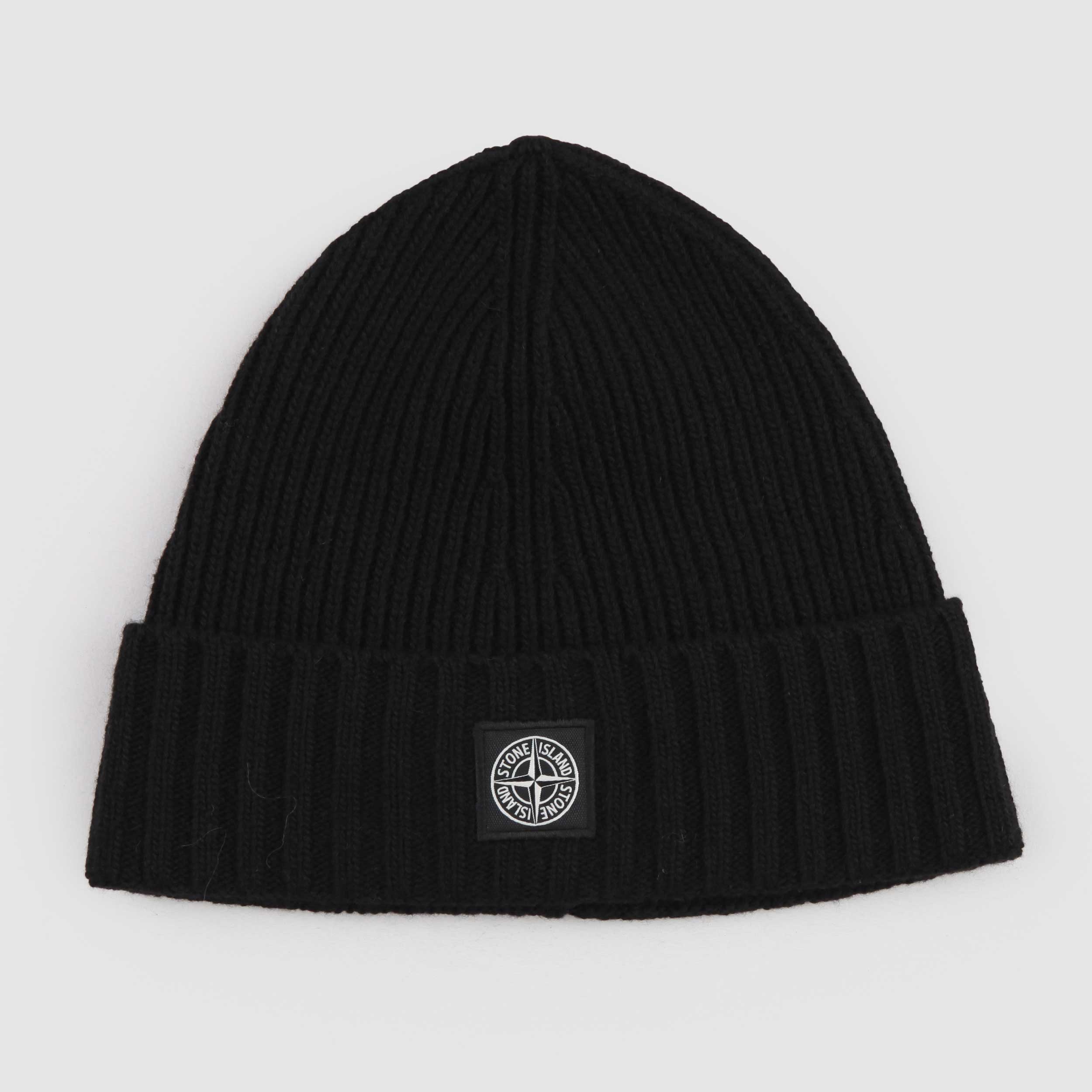 Cappello Nero a Coste per Bambini Firmato STONE ISLAND