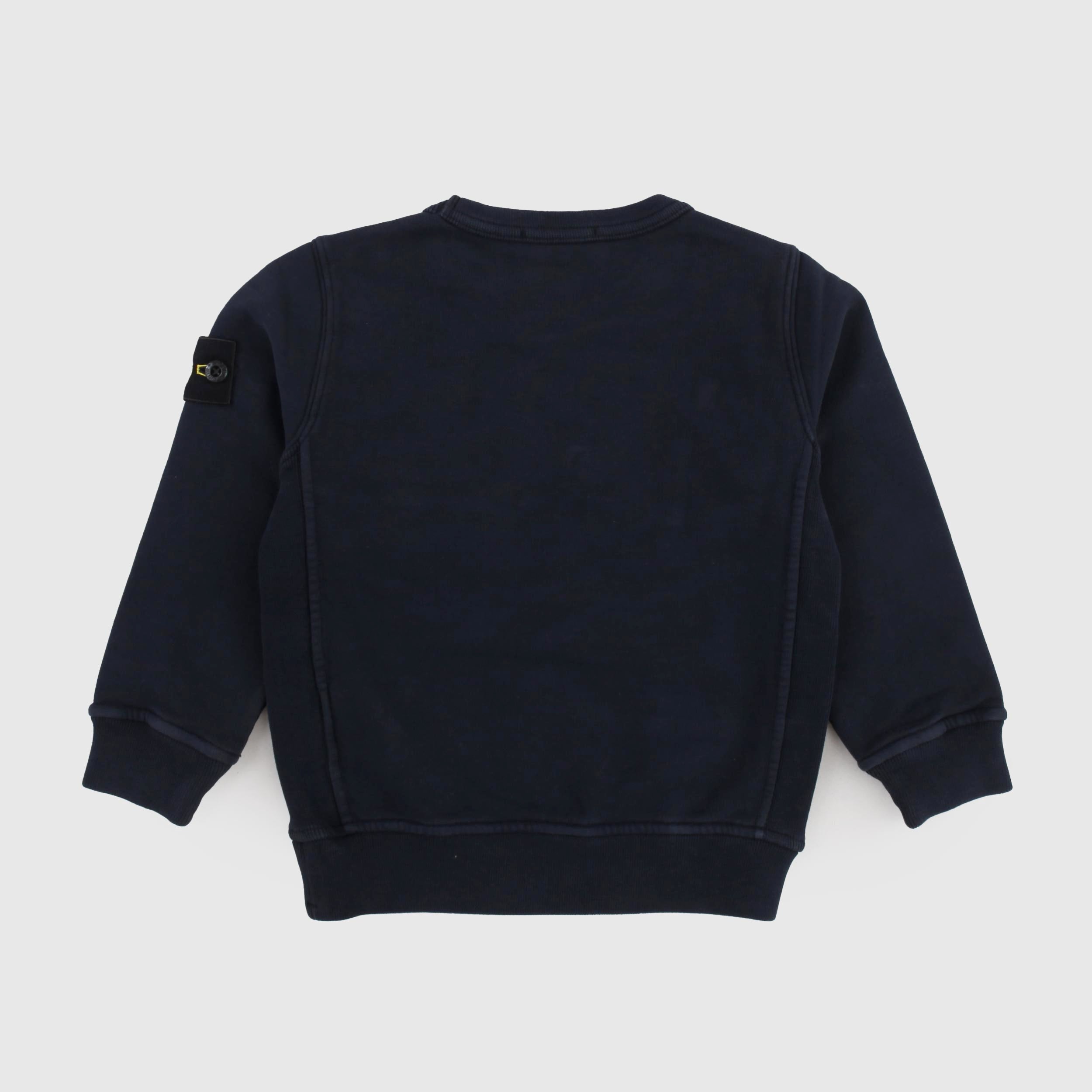 Felpa Girocollo Blu Navy con Targhetta Firmato STONE ISLAND