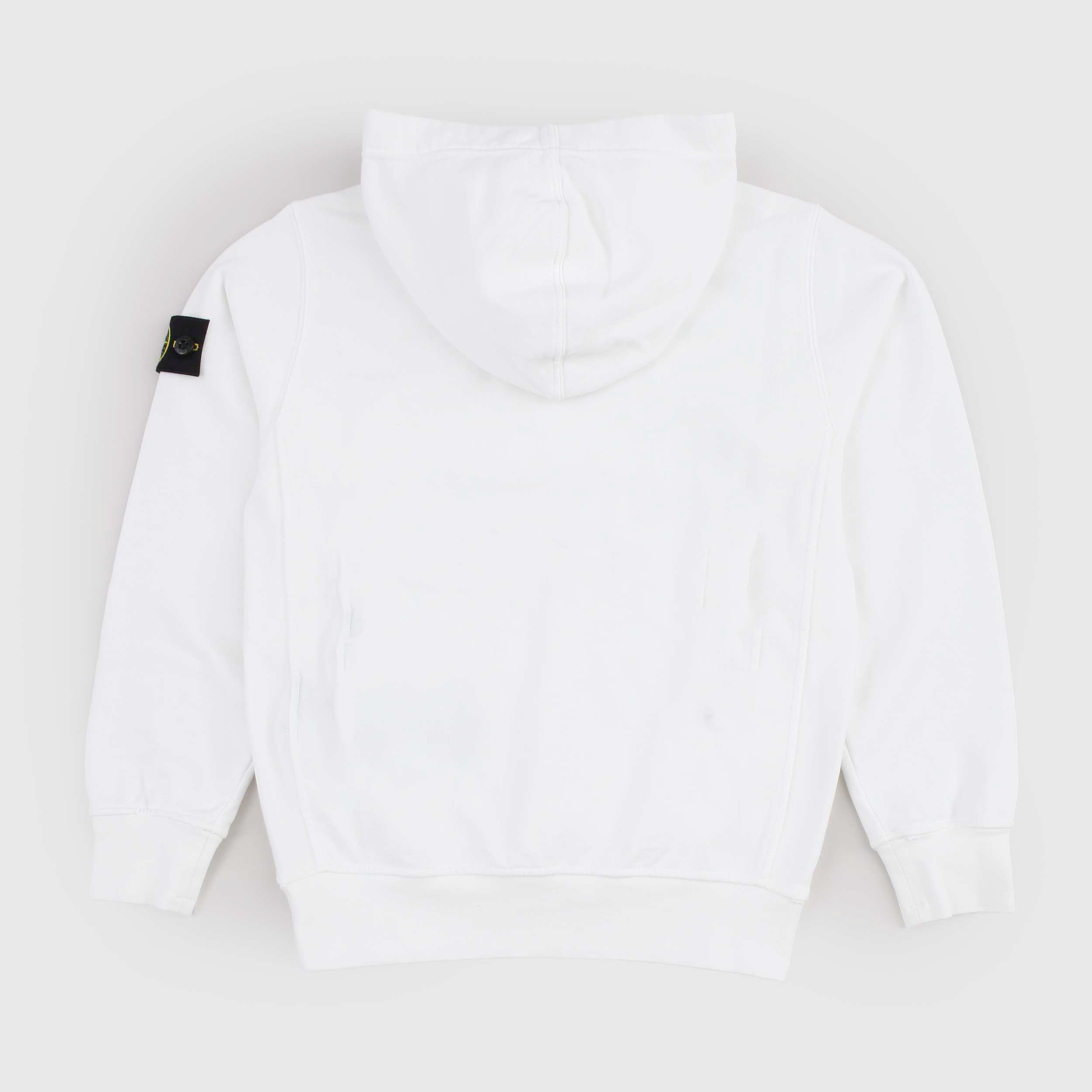 Felpa Bianca con Cappuccio Firmata STONE ISLAND
