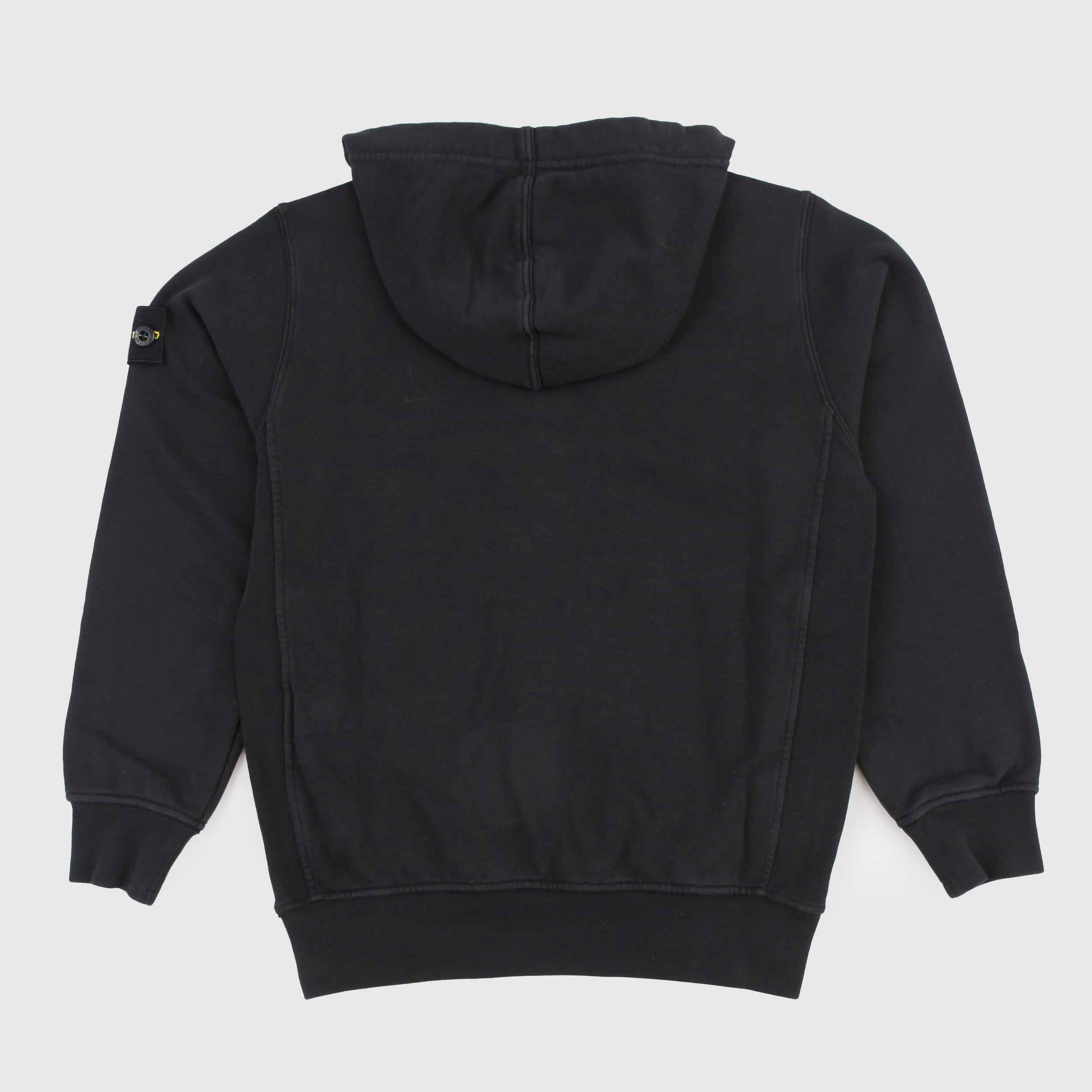 Felpa Nera con Cappuccio e Logo Firmata STONE ISLAND