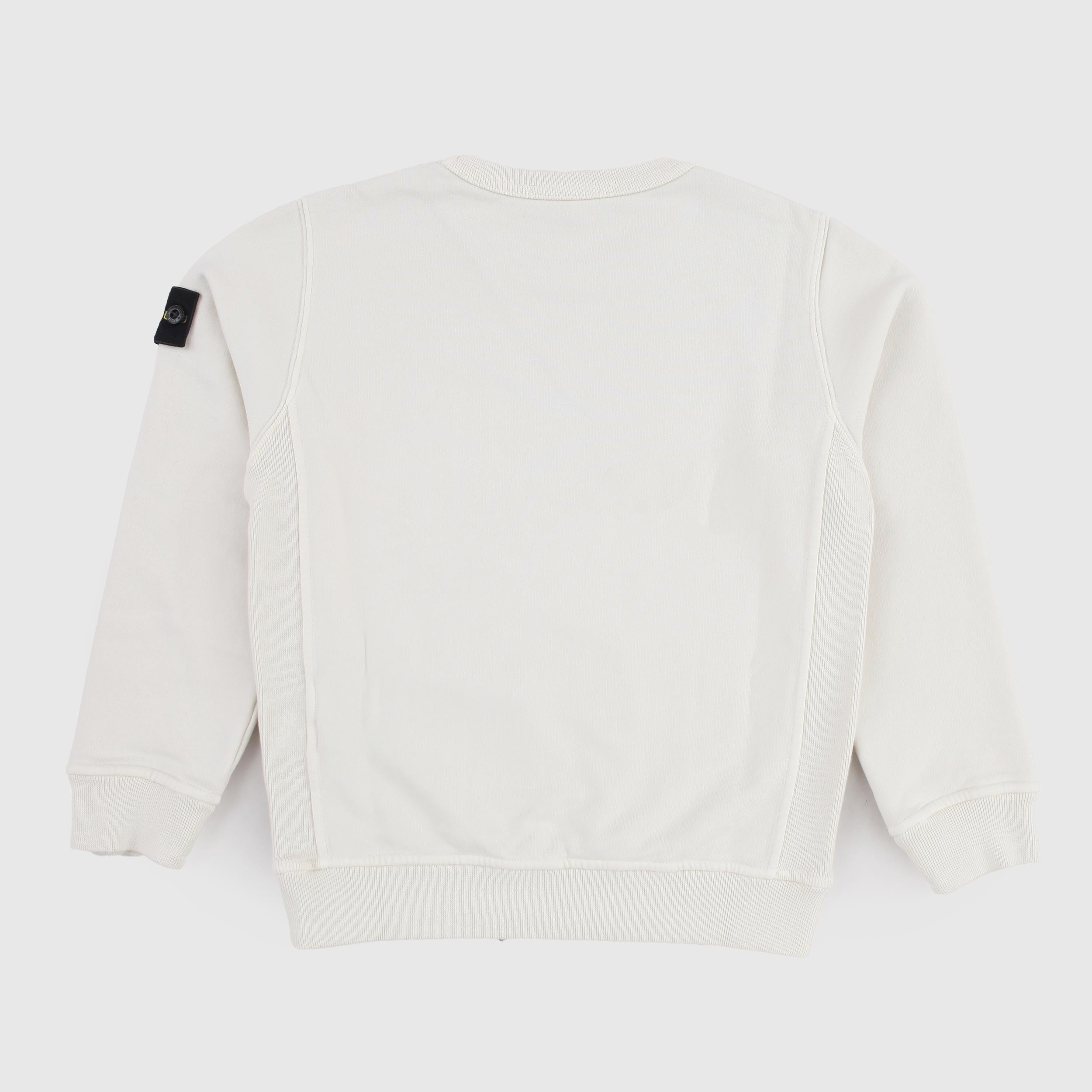 Felpa Girocollo Bianco Latte e Navy Firmato STONE ISLAND
