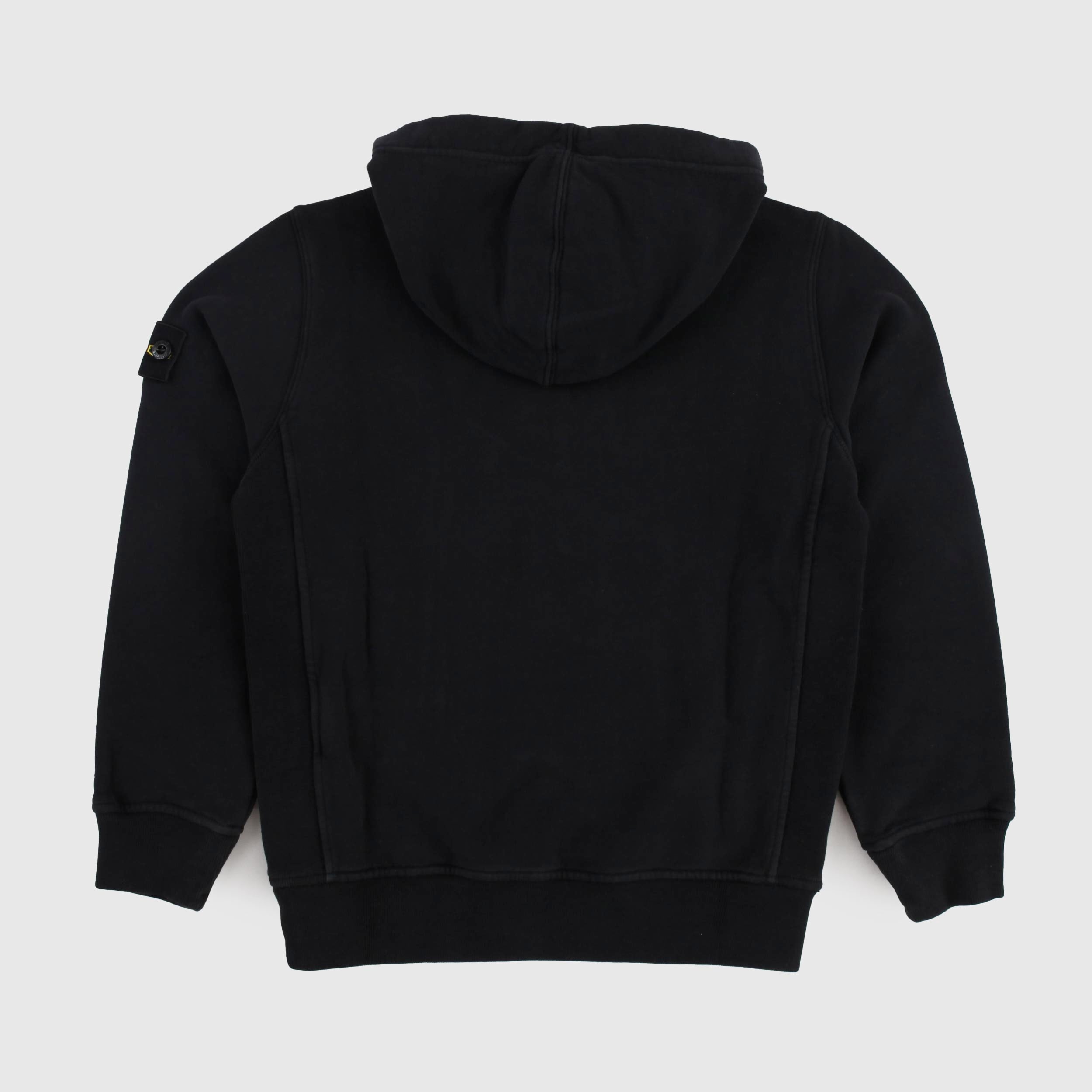 Felpa Nera con Cappuccio e Tasche a Filo By STONE ISLAND