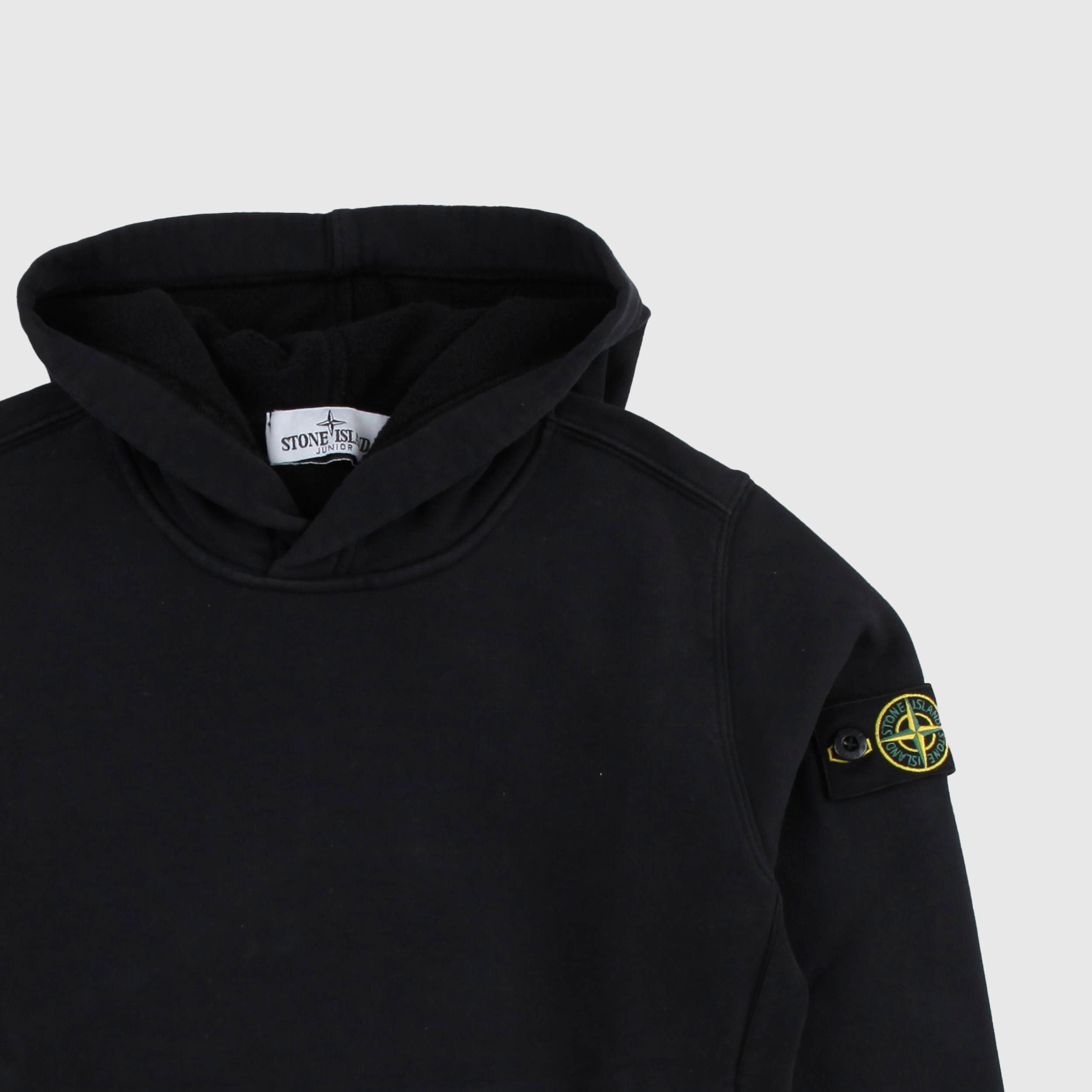Felpa Nera con Cappuccio e Tasche a Filo By STONE ISLAND