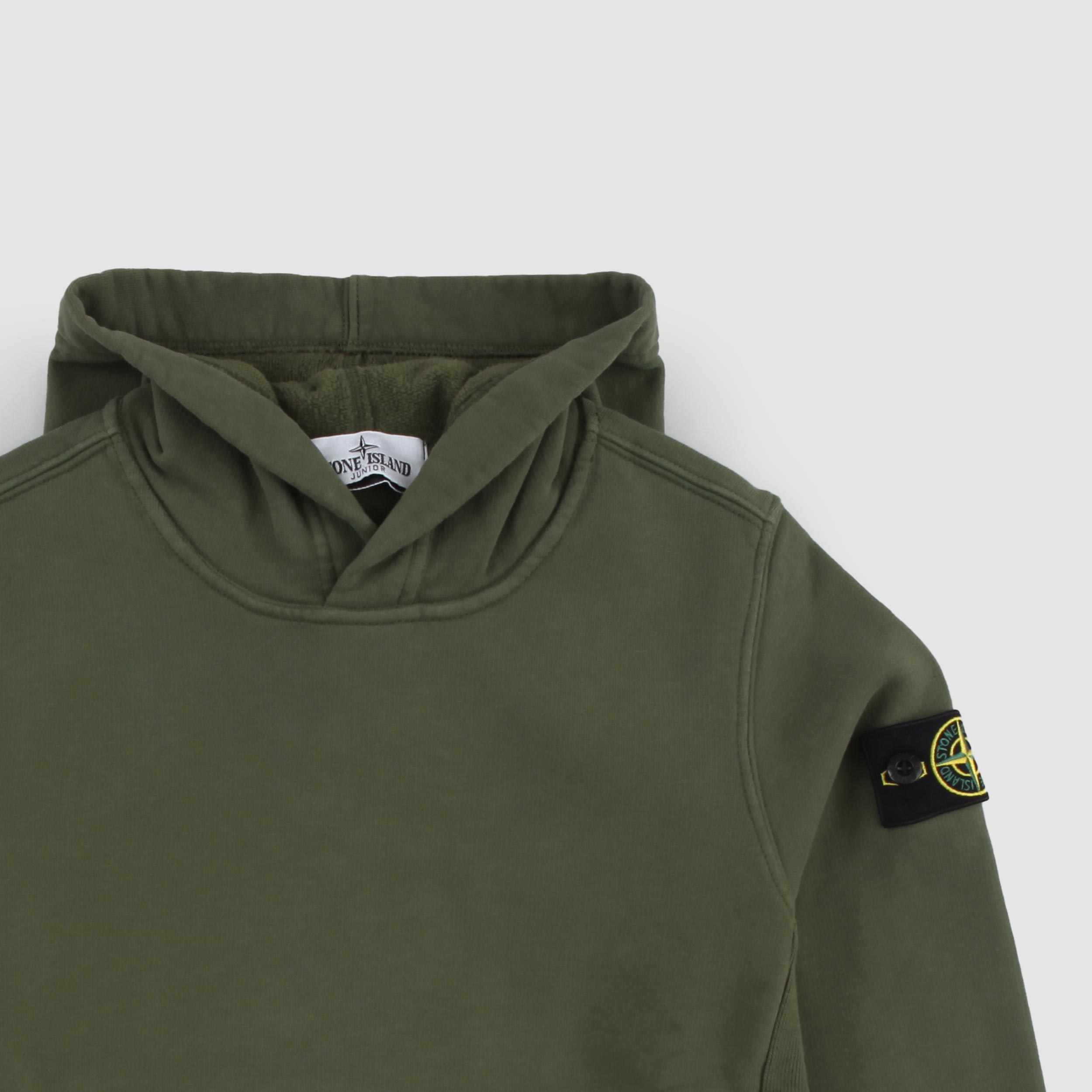Felpa Verde Oliva con Cappuccio e Targhetta By STONE ISLAND