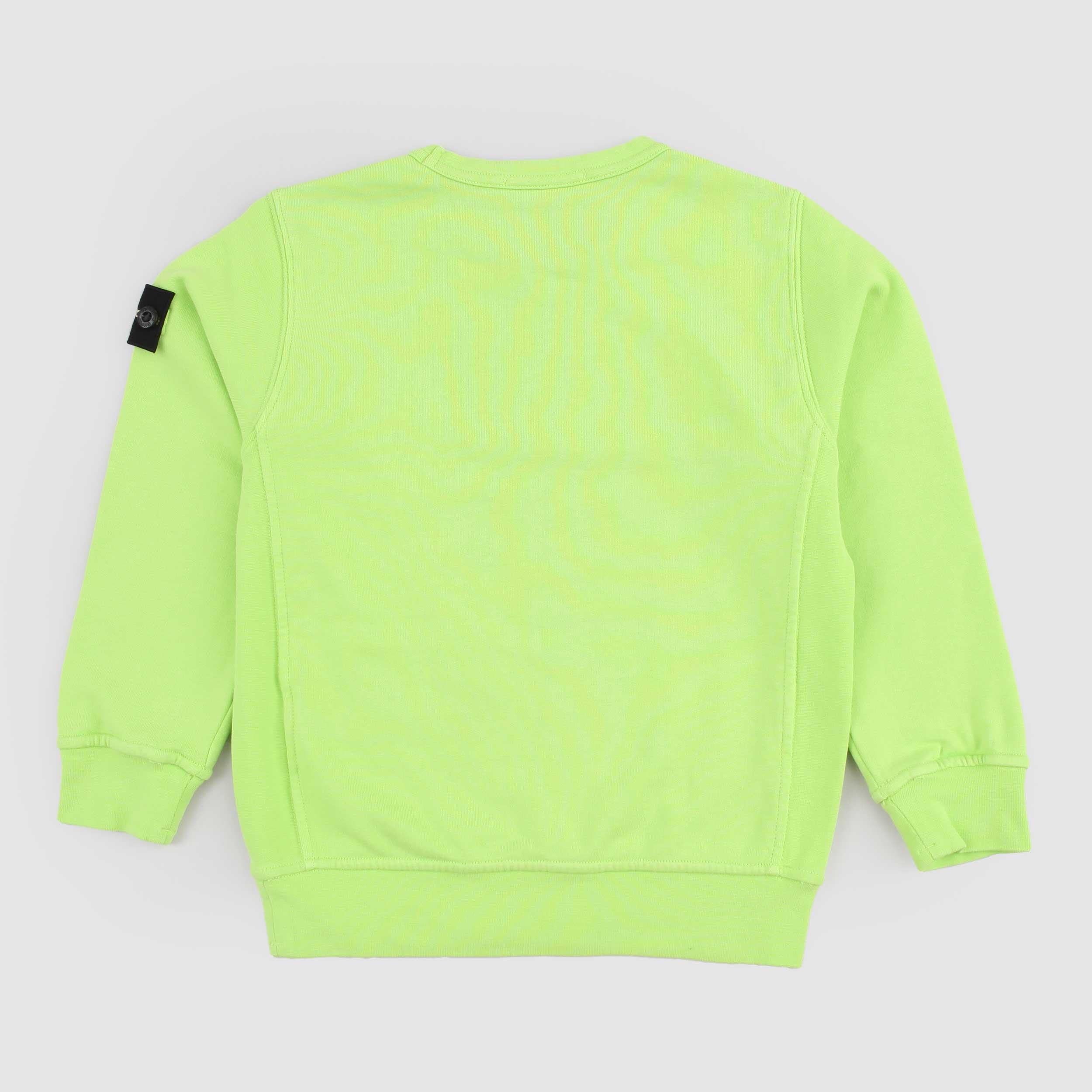 Felpa Girocollo Verde Fluo Firmata STONE ISLAND