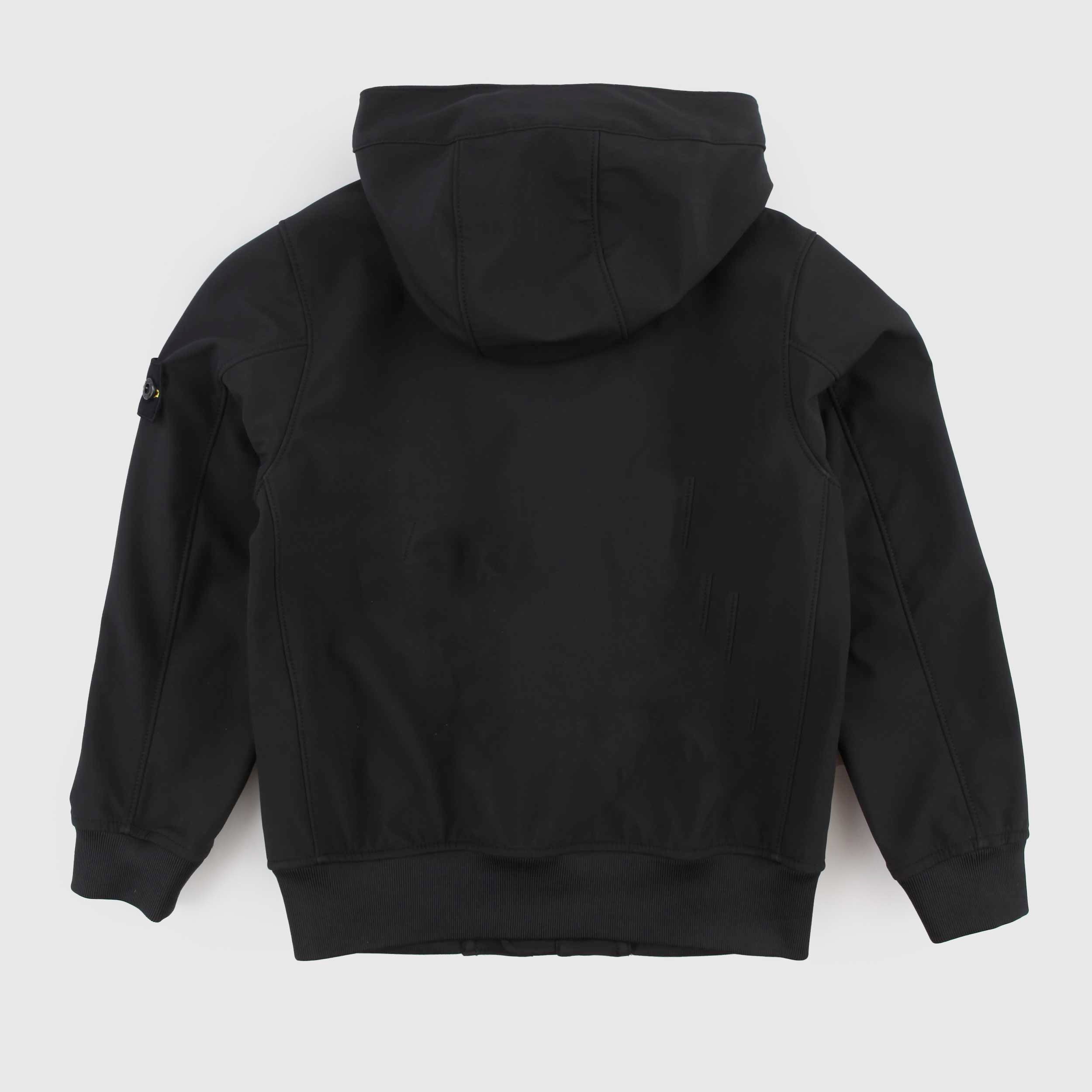 Giubbino Nero con Targhetta Iconica sulla Manica Firmato STONE ISLAND