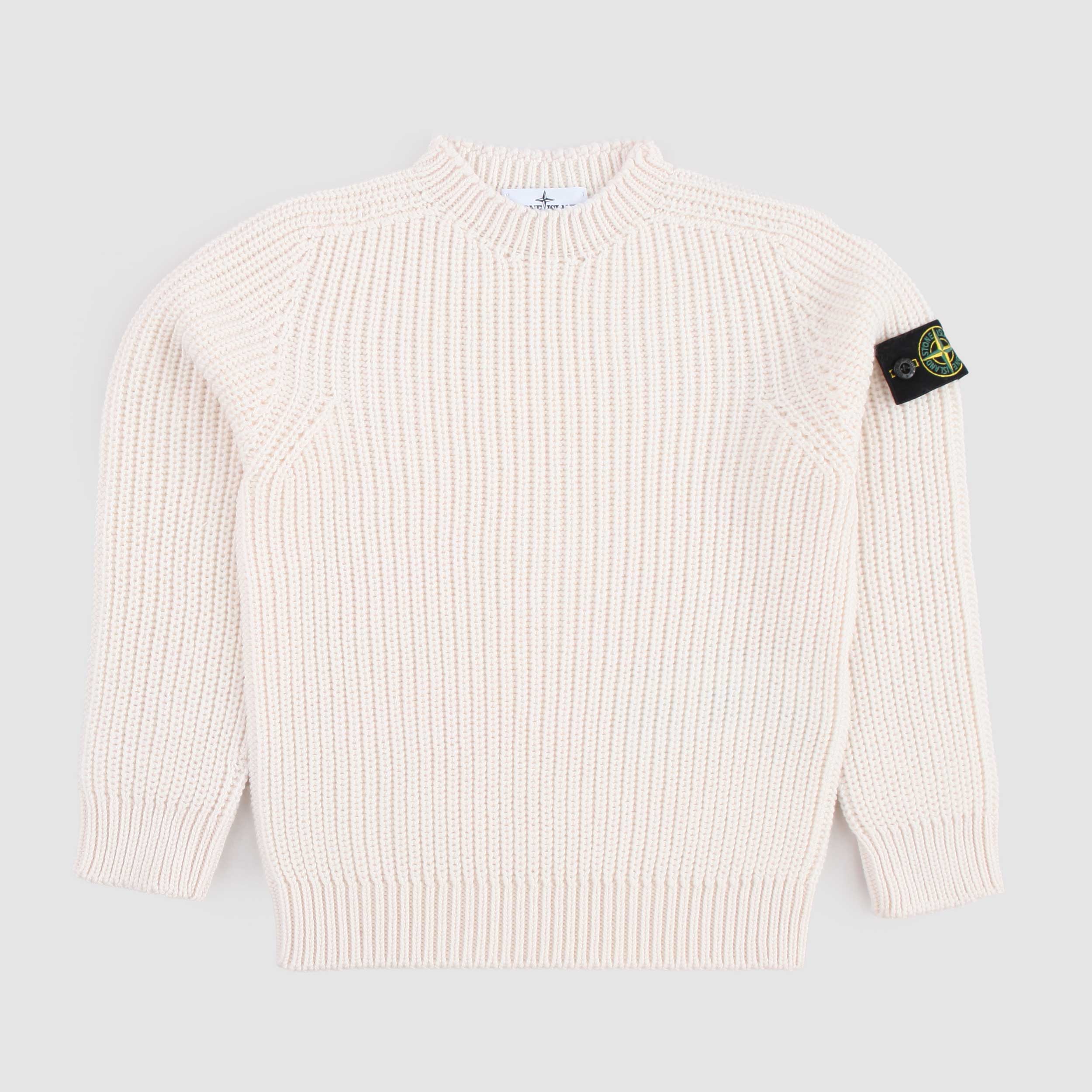 Virgin Wool Cream T-Shirt for Boy By STONE ISLAND