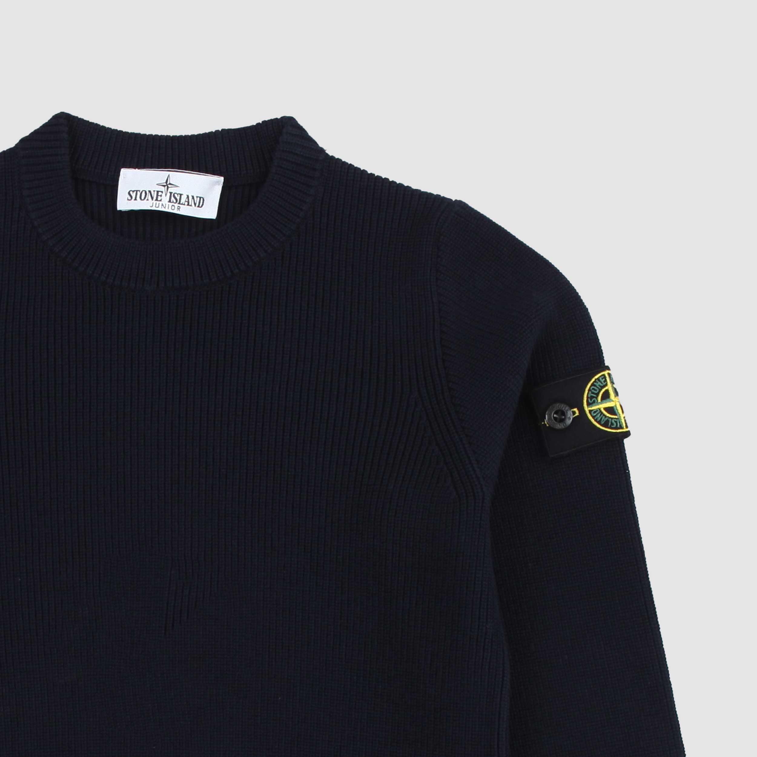 STONE ISLAND Blue Sweater with Embossed Logo