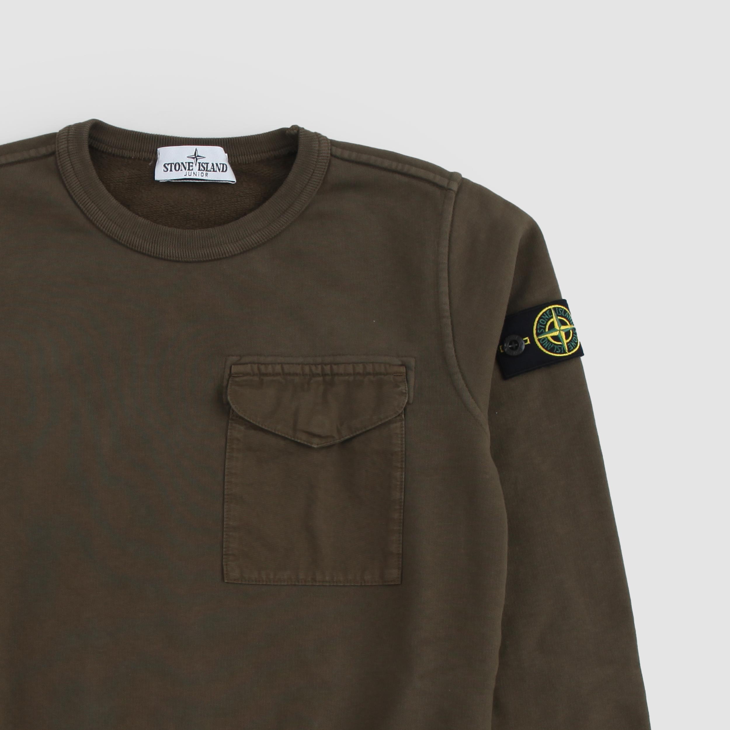 Felpa Kaki Con Taschino Firmata STONE ISLAND