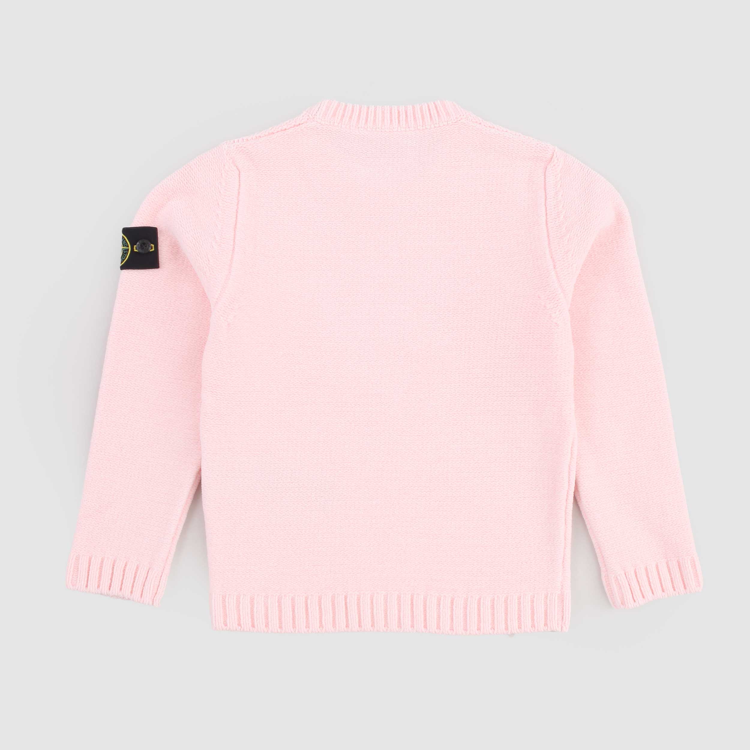 Maglioncino Rosa in Ciniglia con Targhetta By STONE ISLAND