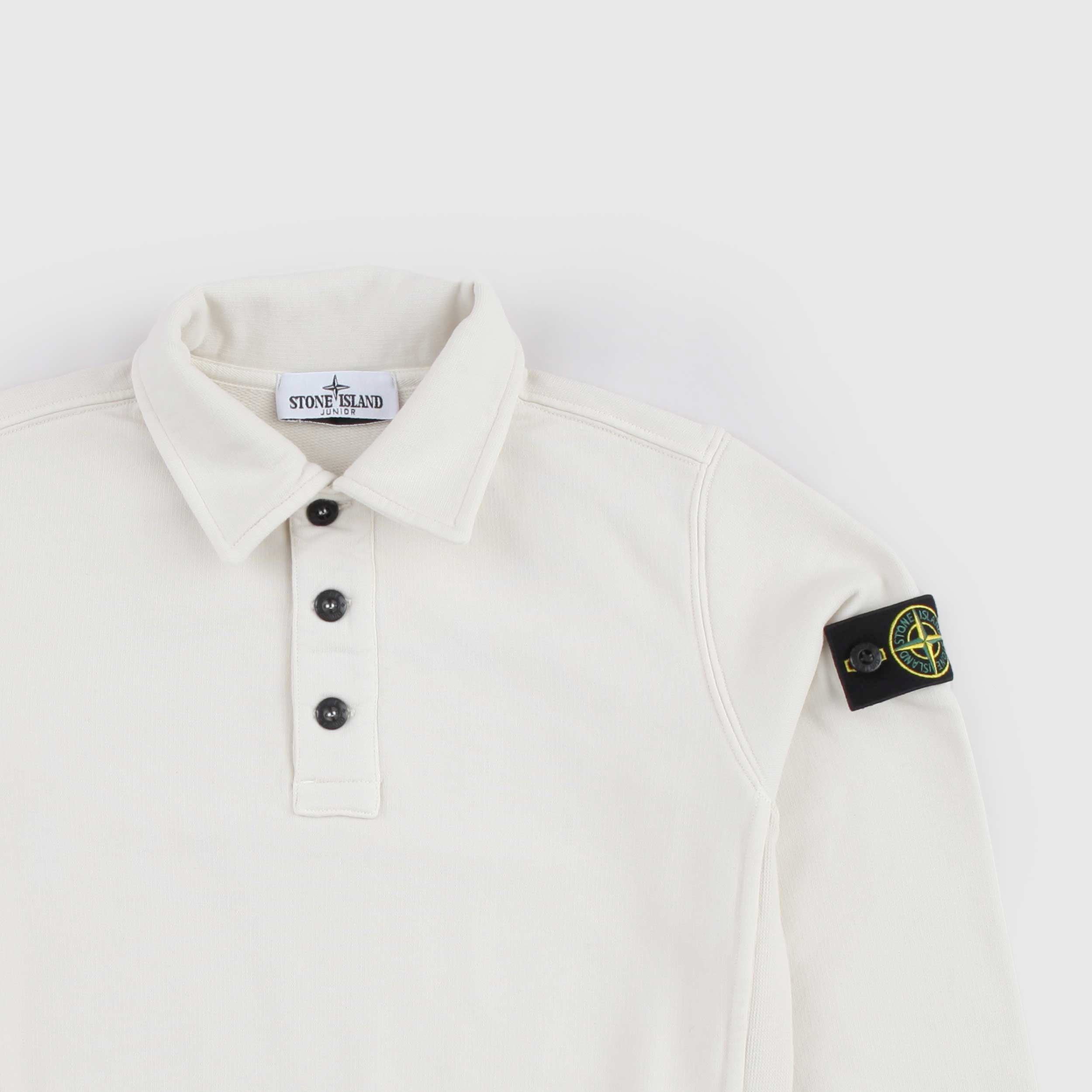 Polo Model Milk Sweatshirt with Buttons By STONE ISLAND