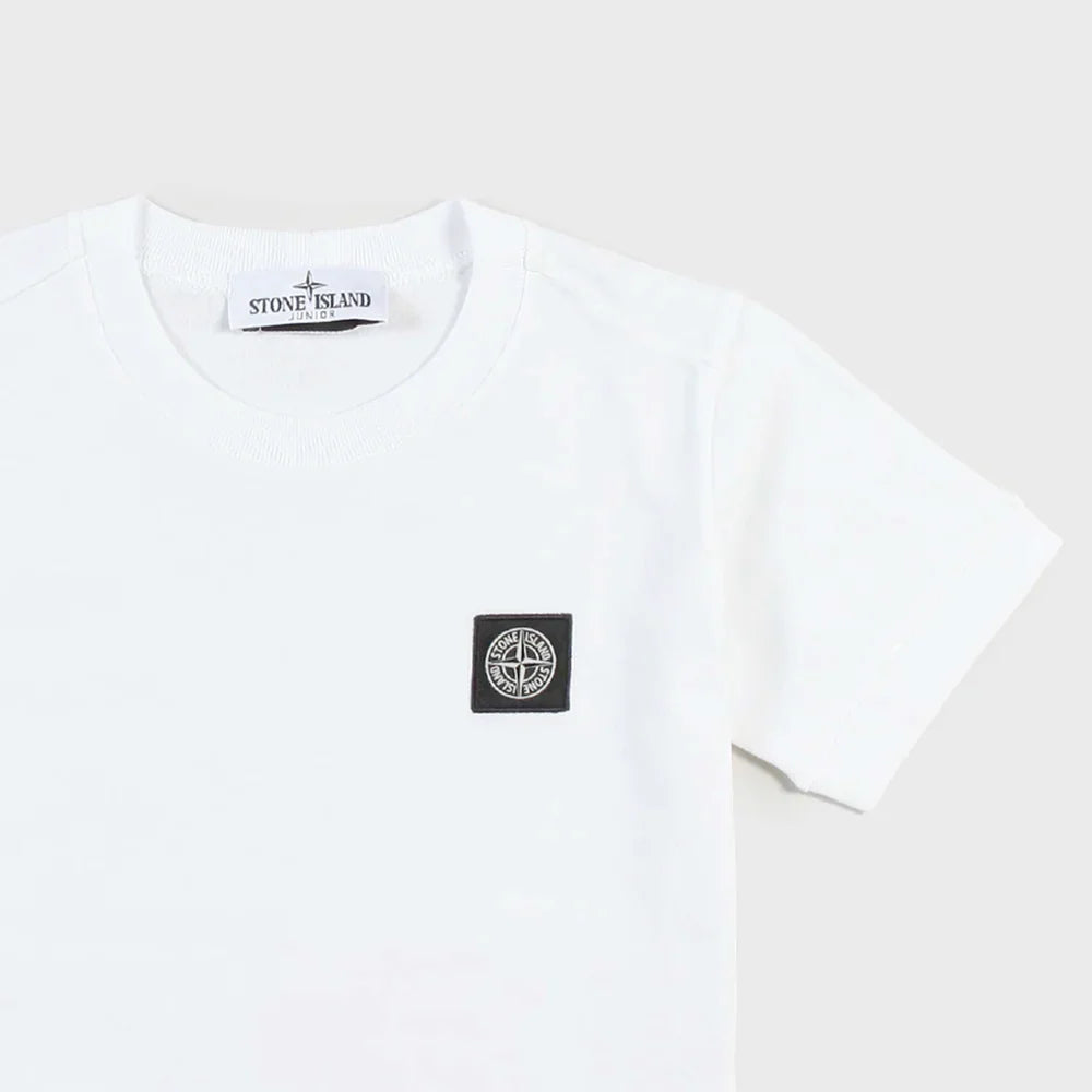 T-shirt Bianca con Targhetta a Contrasto in Rilievo By STONE ISLAND