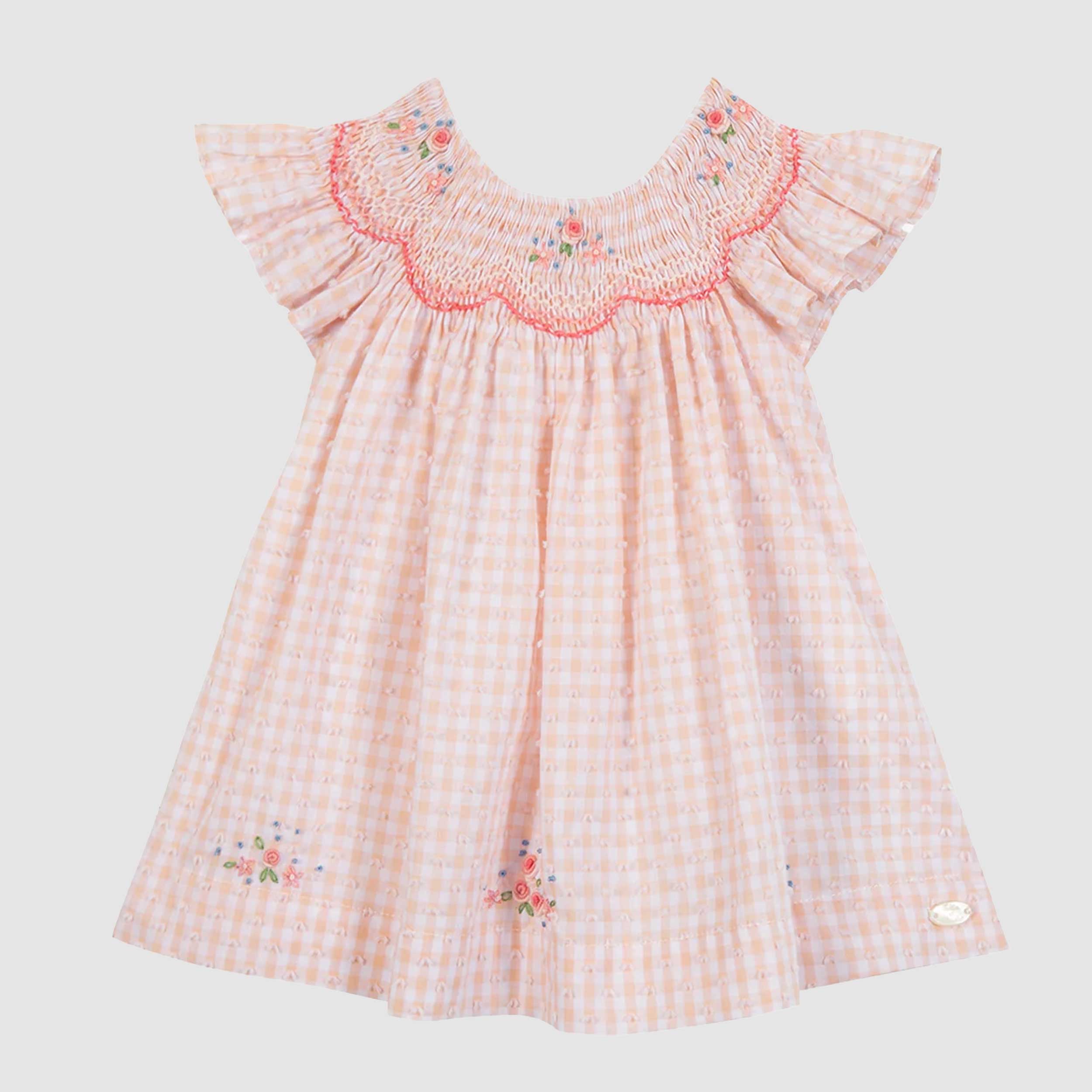 Abito Salmone con Punto Smock Firmato TARTINE ET CHOCOLAT