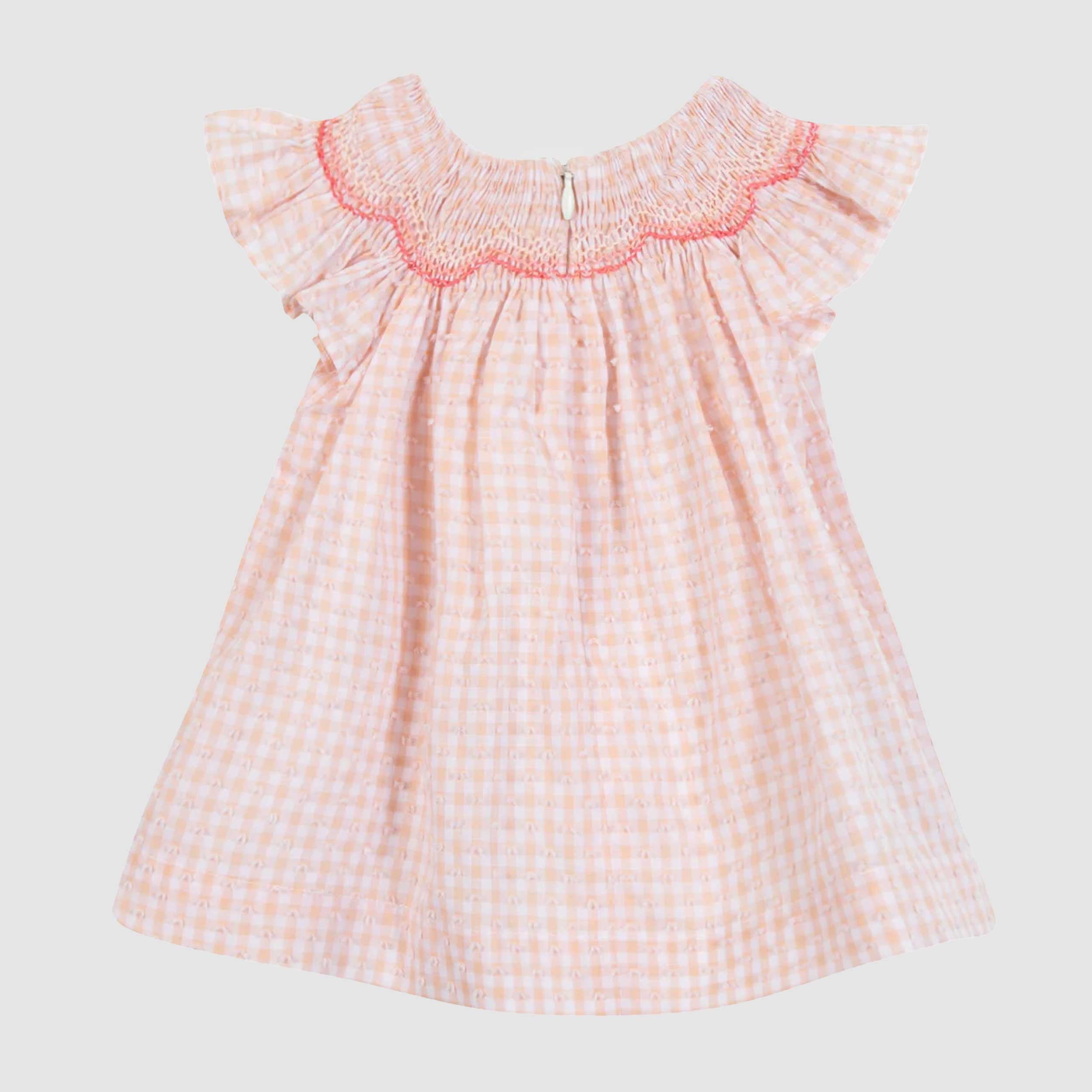 Abito Salmone con Punto Smock Firmato TARTINE ET CHOCOLAT