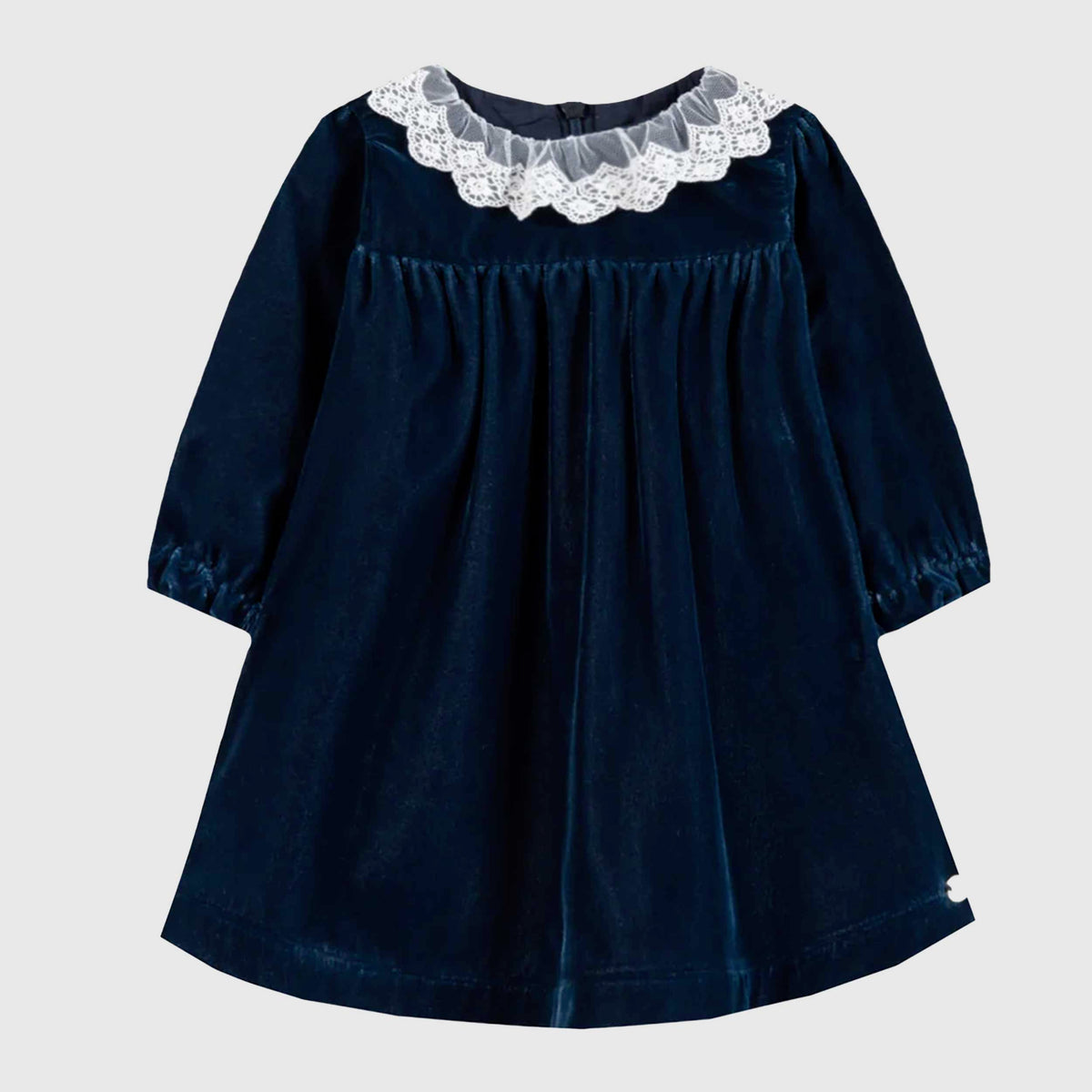Abito in Velluto Blu con Pizzo per Bambina TARTINE ET CHOCOLAT