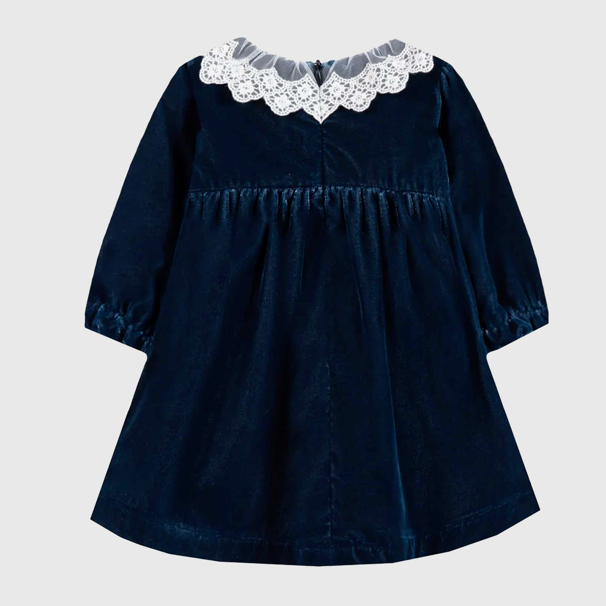 Abito in Velluto Blu con Pizzo per Bambina TARTINE ET CHOCOLAT