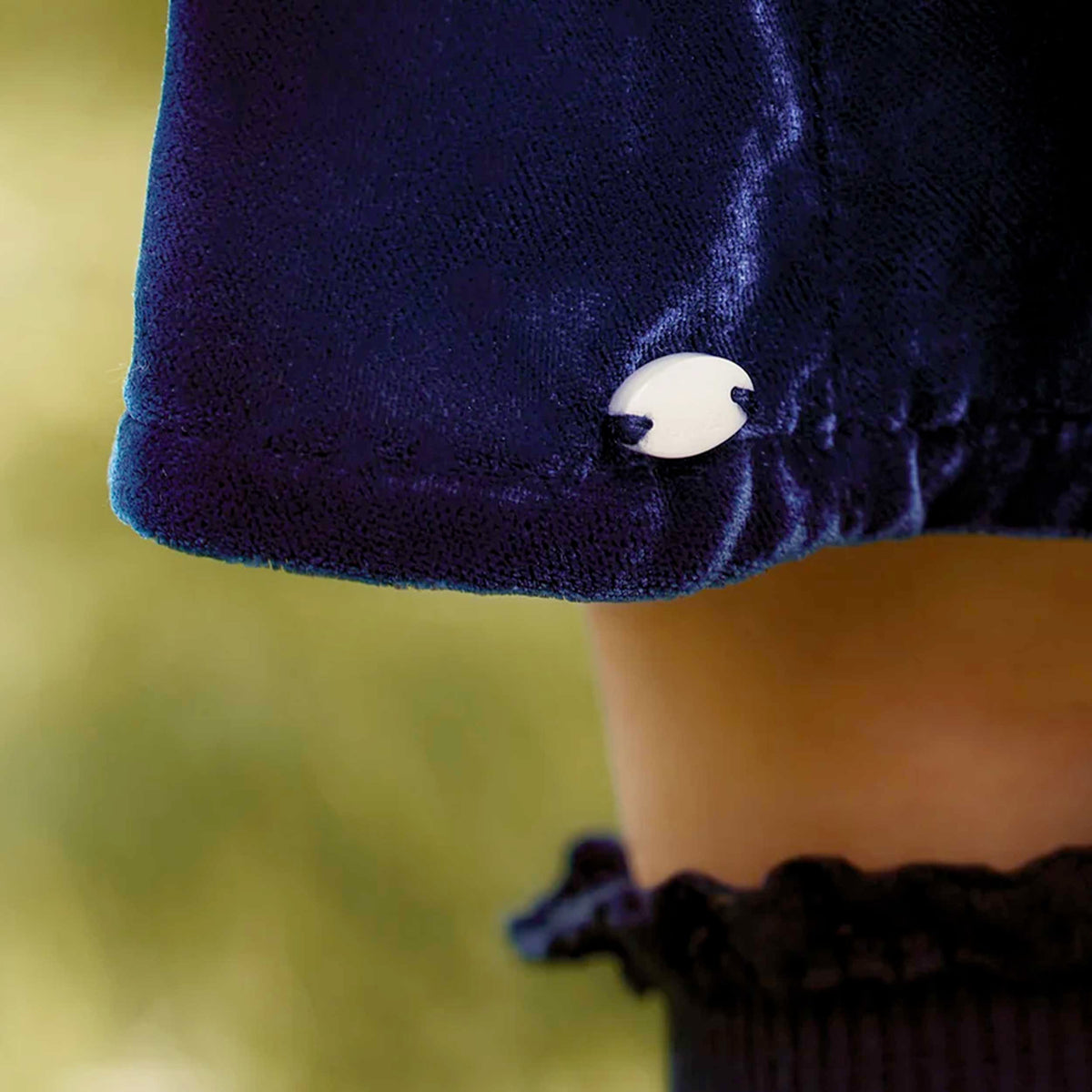 Blue Velvet Dress with Lace for Girls TARTINE ET CHOCOLAT