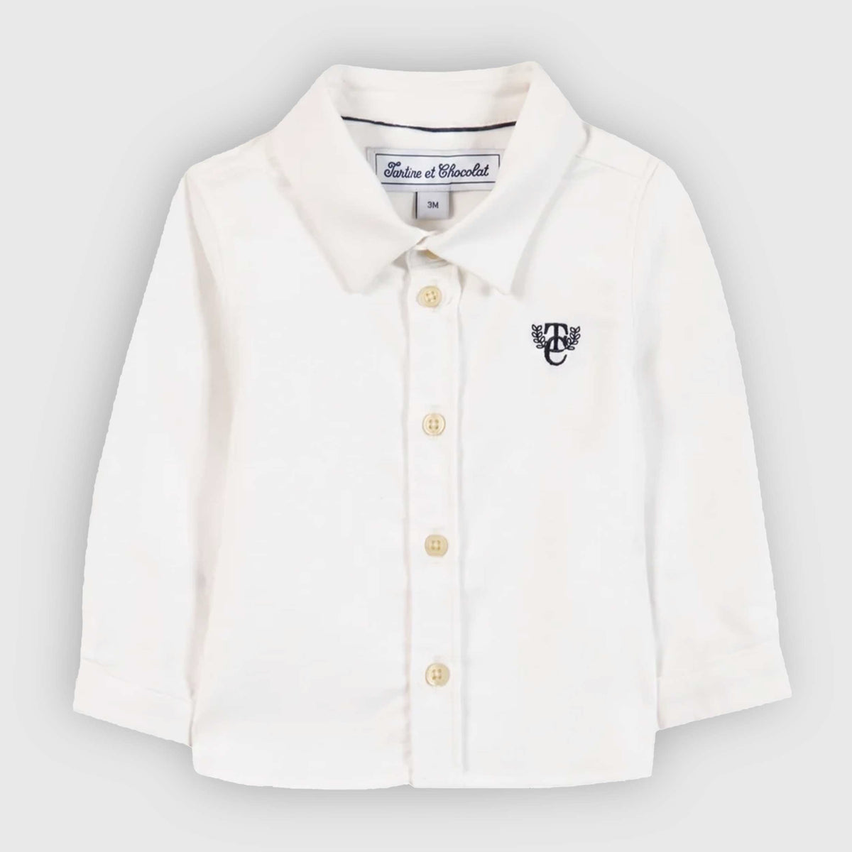 Camicia Bianca con Ricamo Logo per Neonato TARTINE ET CHOCOLAT