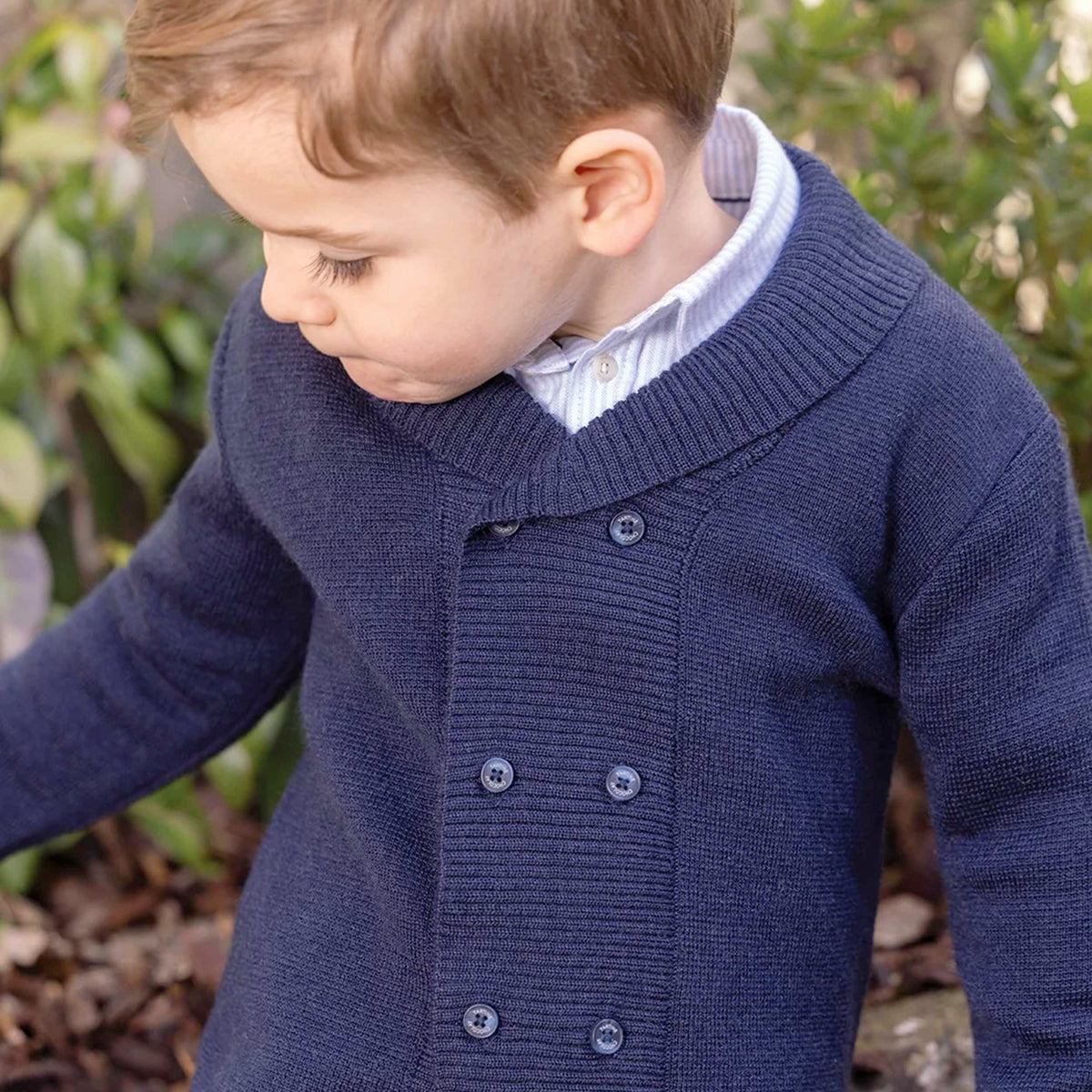 Navy Blue Wool Baby Cardigan TARTINE ET CHOCOLAT