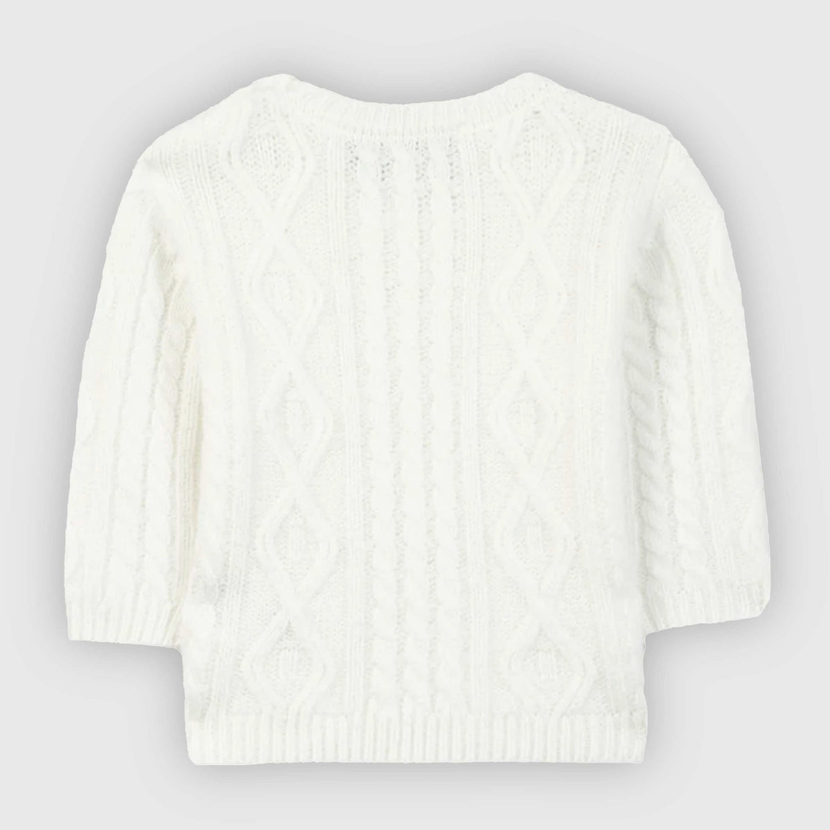 TARTINE ET CHOCOLAT White Wool Braided Sweater for Newborns