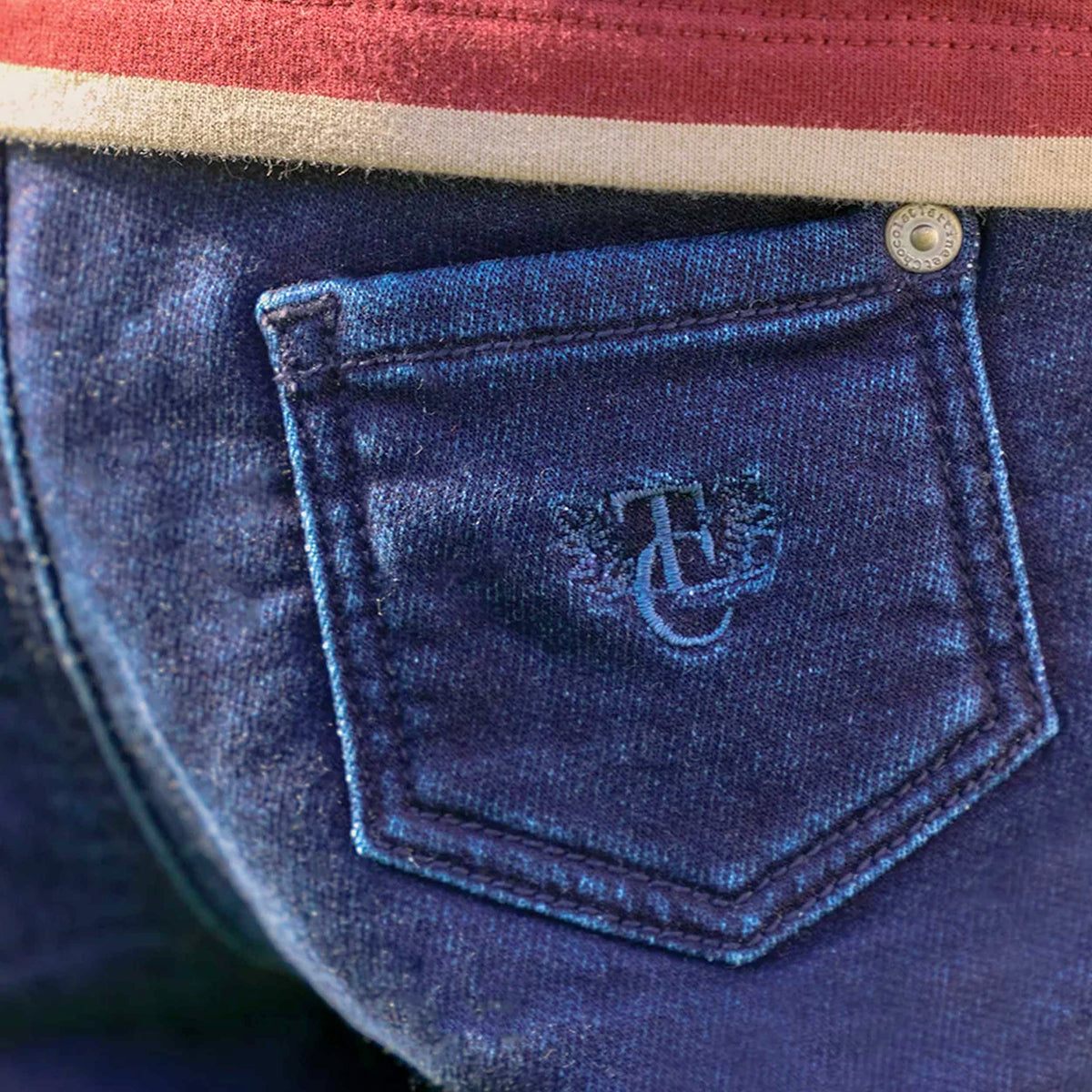 Classic Navy Blue Jeans with Logo for Newborns TARTINE ET CHOCOLAT