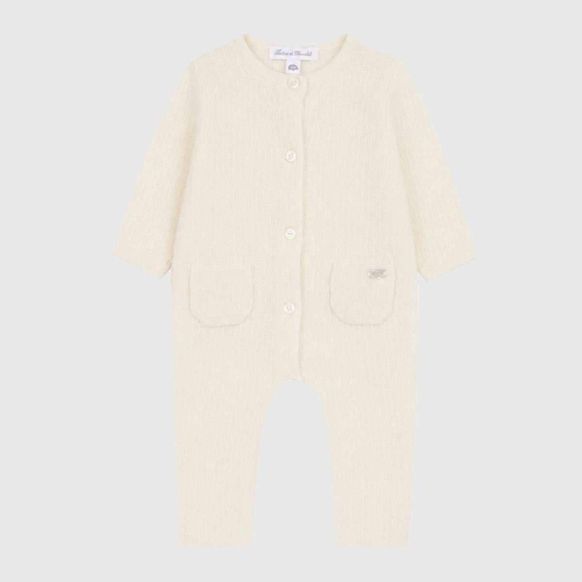 TARTINE ET CHOCOLAT Beige Knit Baby Jumpsuit