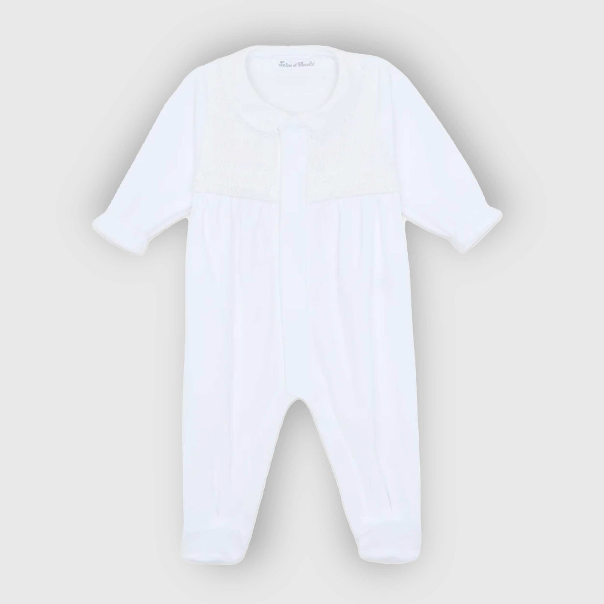 TARTINE ET CHOCOLAT White Round Collar Baby Jumpsuit