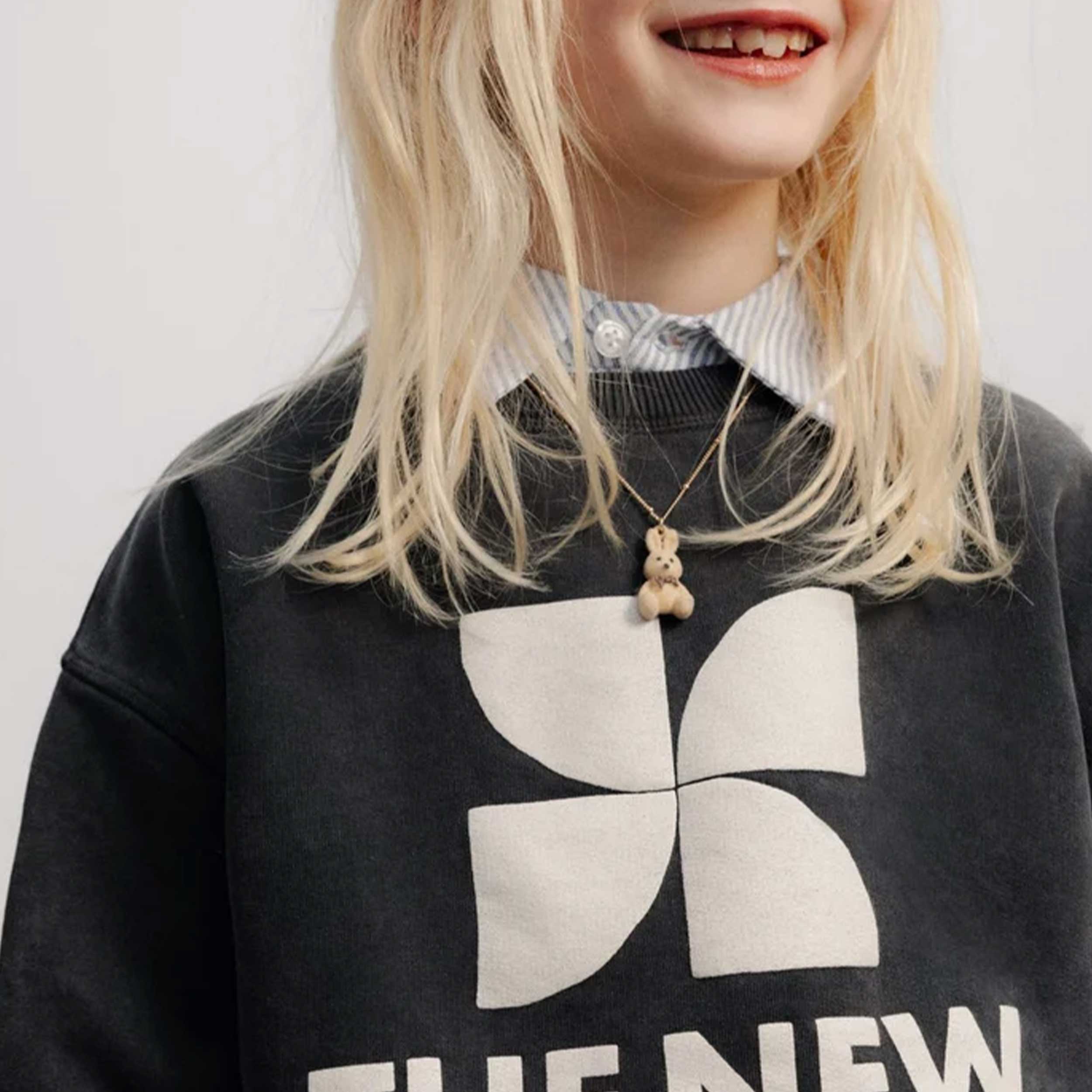 Felpa Nera a Manica Lunga per Ragazza by THE NEW SOCIETY