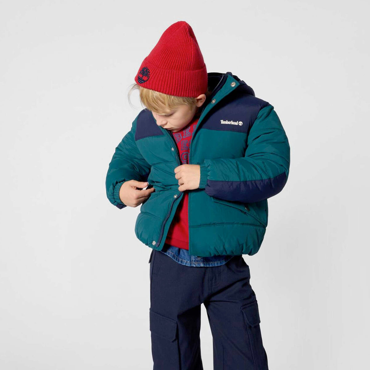 Two-tone Blue and Green Jacket with Pockets by TIMBERLAND